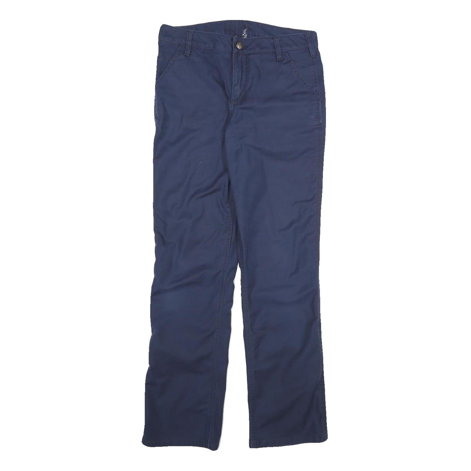 CARHARTT Mens Navy Regular Straight Cotton Blend Trousers W30 L30 Workwear Zip Refurbished - N/A refurbished available on Cerqular