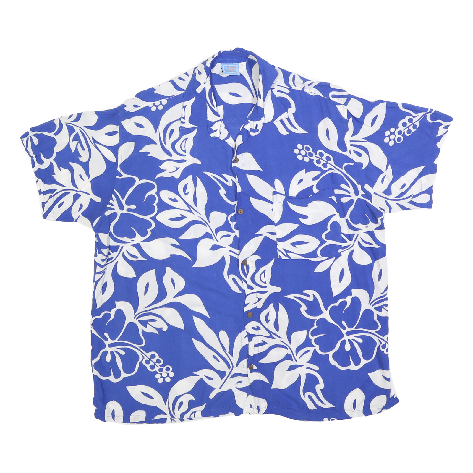 FLY SURF Mens Blue & White Hawaiian Shirt XL Cotton Blend Short Sleeve Casual Refurbished - N/A refurbished available on Cerqular