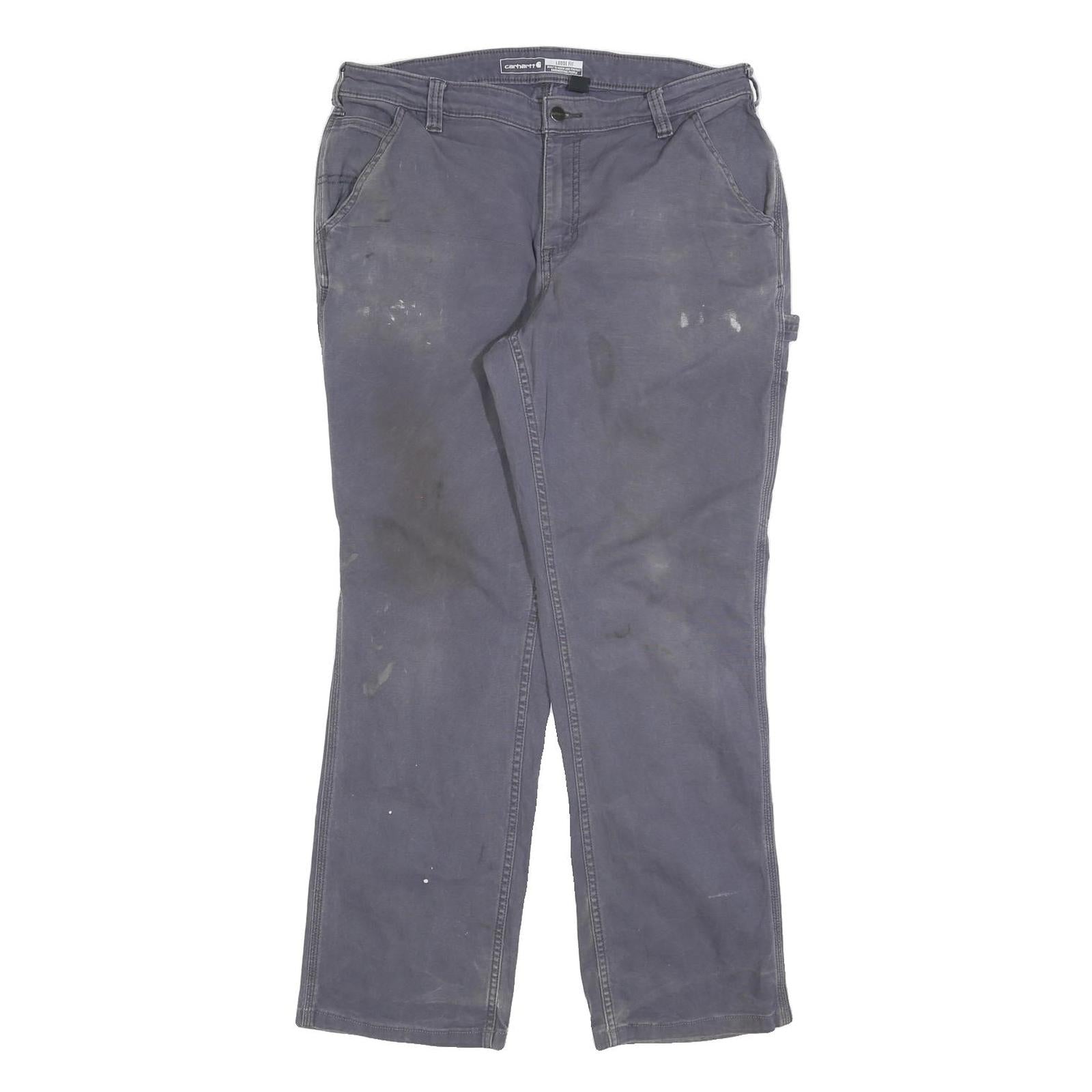 CARHARTT Womens Loose Fit Blue Workwear Trousers W34 L30 Cotton Blend Zip Refurbished - N/A refurbished available on Cerqular