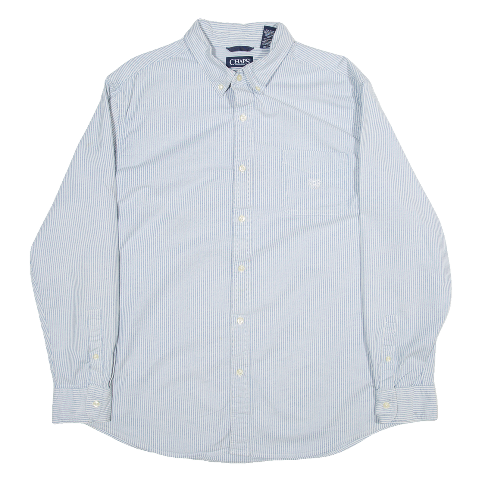 CHAPS Stretch Oxford Mens Shirt Blue Striped Long Sleeve XL Refurbished - N/A refurbished available on Cerqular