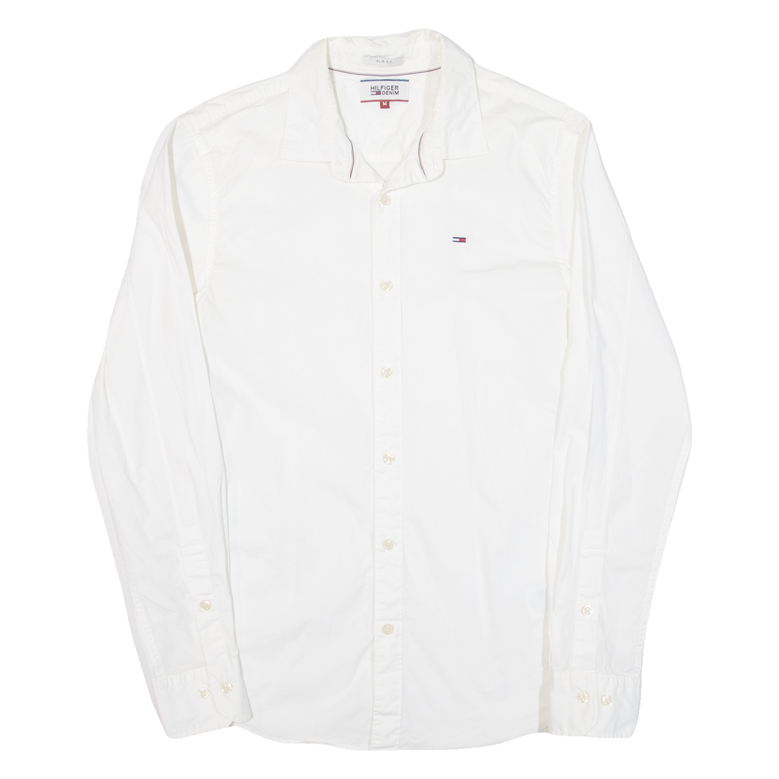 HILFIGER DENIM Mens Plain Shirt White Long Sleeve M Refurbished - N/A refurbished available on Cerqular