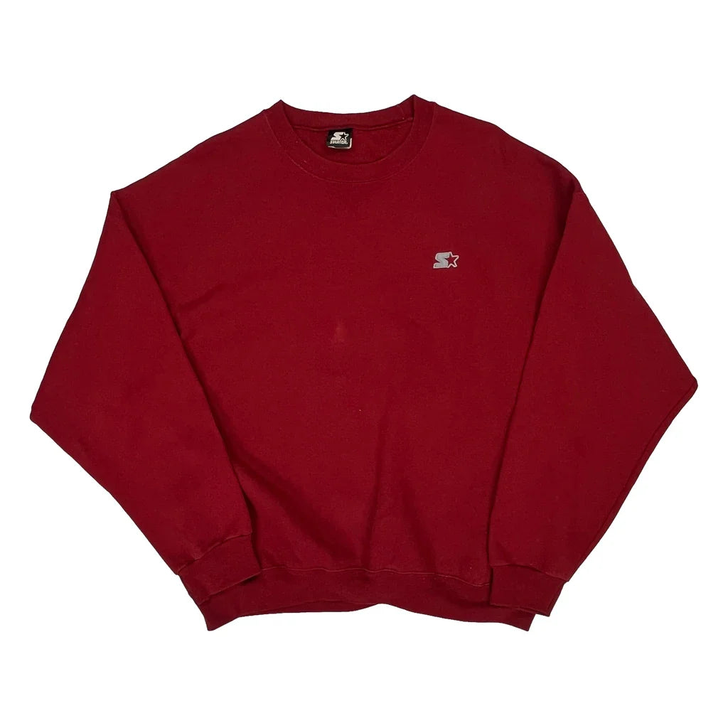 Starter Sweatshirt - XL Red Cotton Blend Refurbished - Thrifted (note: this is a term often used to describe second- refurbished available on Cerqular