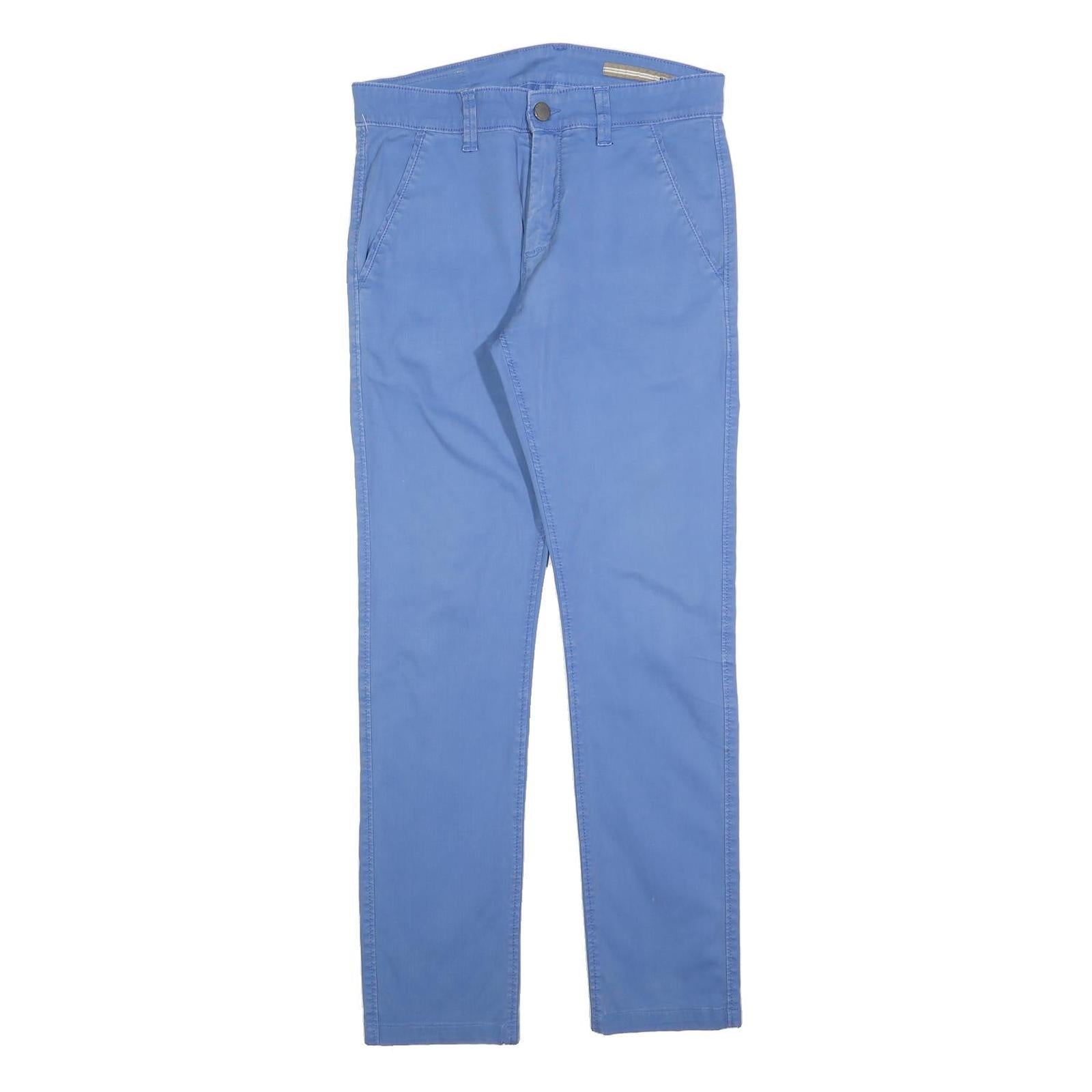 SORBINO Womens Cotton Blend Blue Slim Straight Trousers W32 L30 Stylish Zip Refurbished - N/A refurbished available on Cerqular