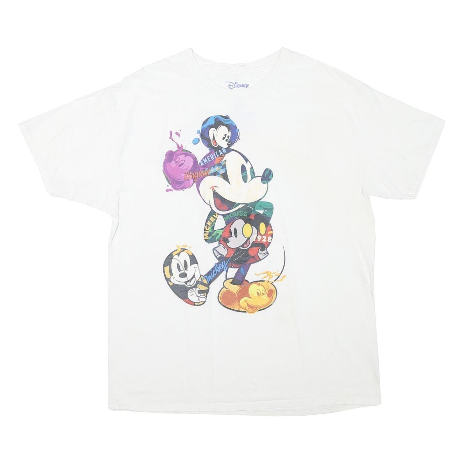 DISNEY Mens White Mickey Mouse Graphic T-Shirt XL Short Sleeve Crew Neck Retro Refurbished - N/A refurbished available on Cerqular