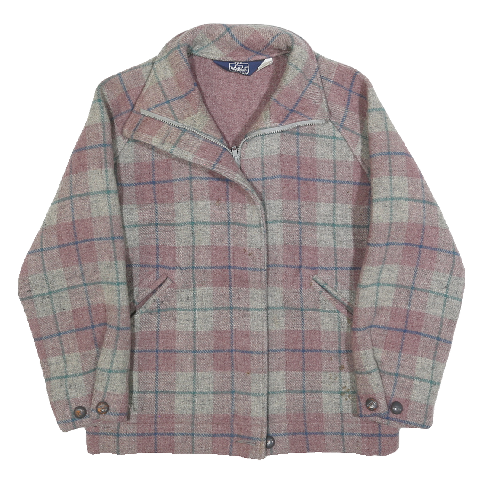 WOOLRICH Womens Pink & Grey Check Wool Blend Zip Jacket S Woven Casual Smart Refurbished - N/A refurbished available on Cerqular