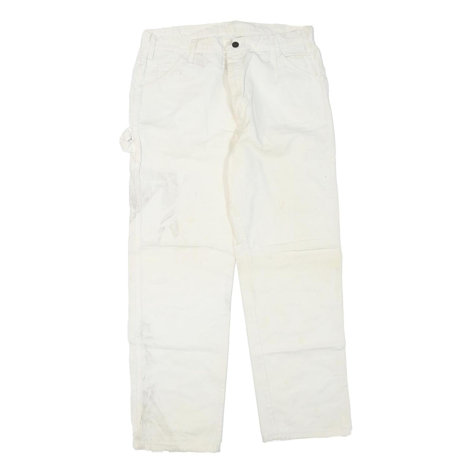 DICKIES Mens Regular Fit White Cotton Blend Denim Jeans W34 L27 Workwear Zip Refurbished - N/A refurbished available on Cerqular