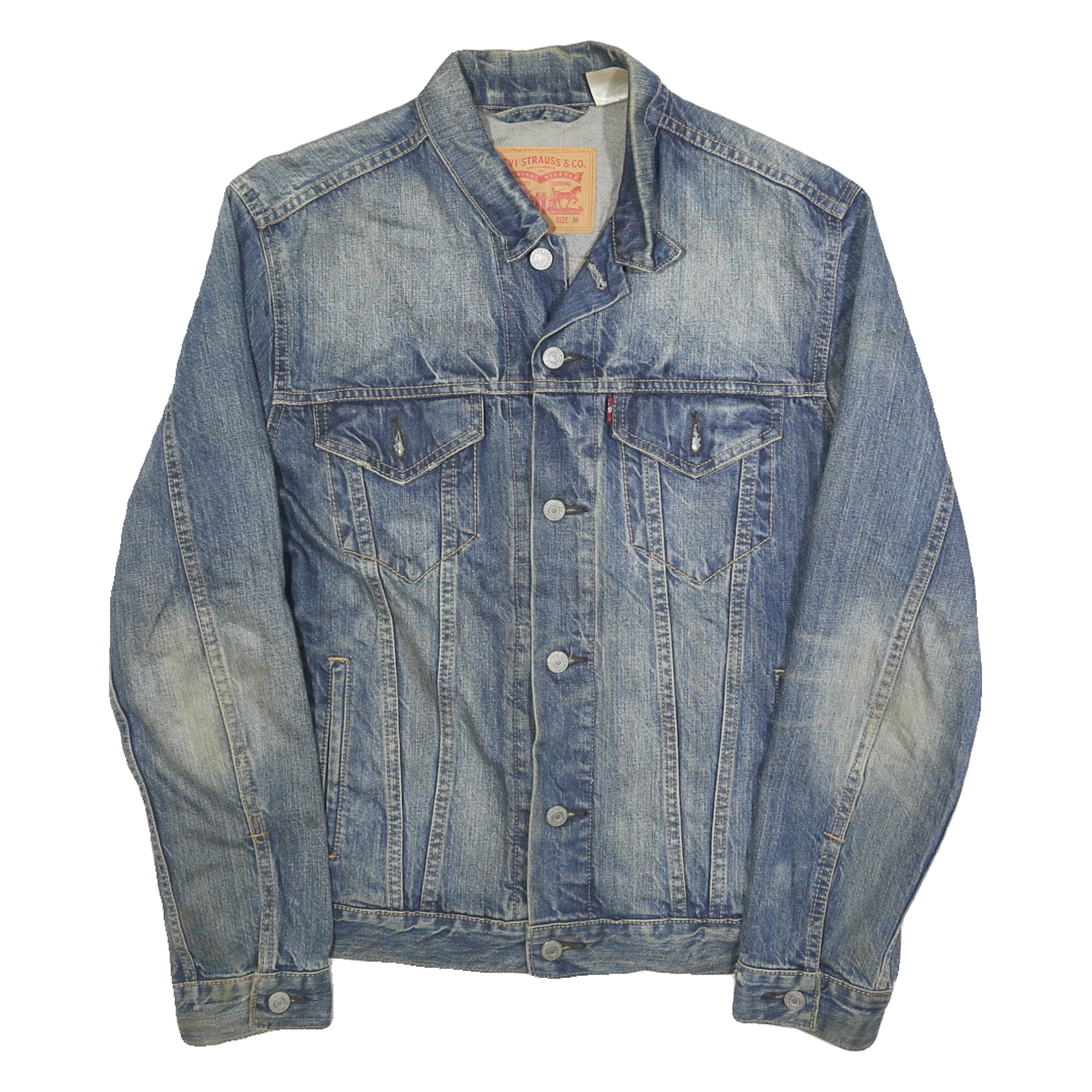 LEVI'S Mens Blue Cotton Denim Jacket M Classic Button Closure Casual Vintage Refurbished - N/A refurbished available on Cerqular