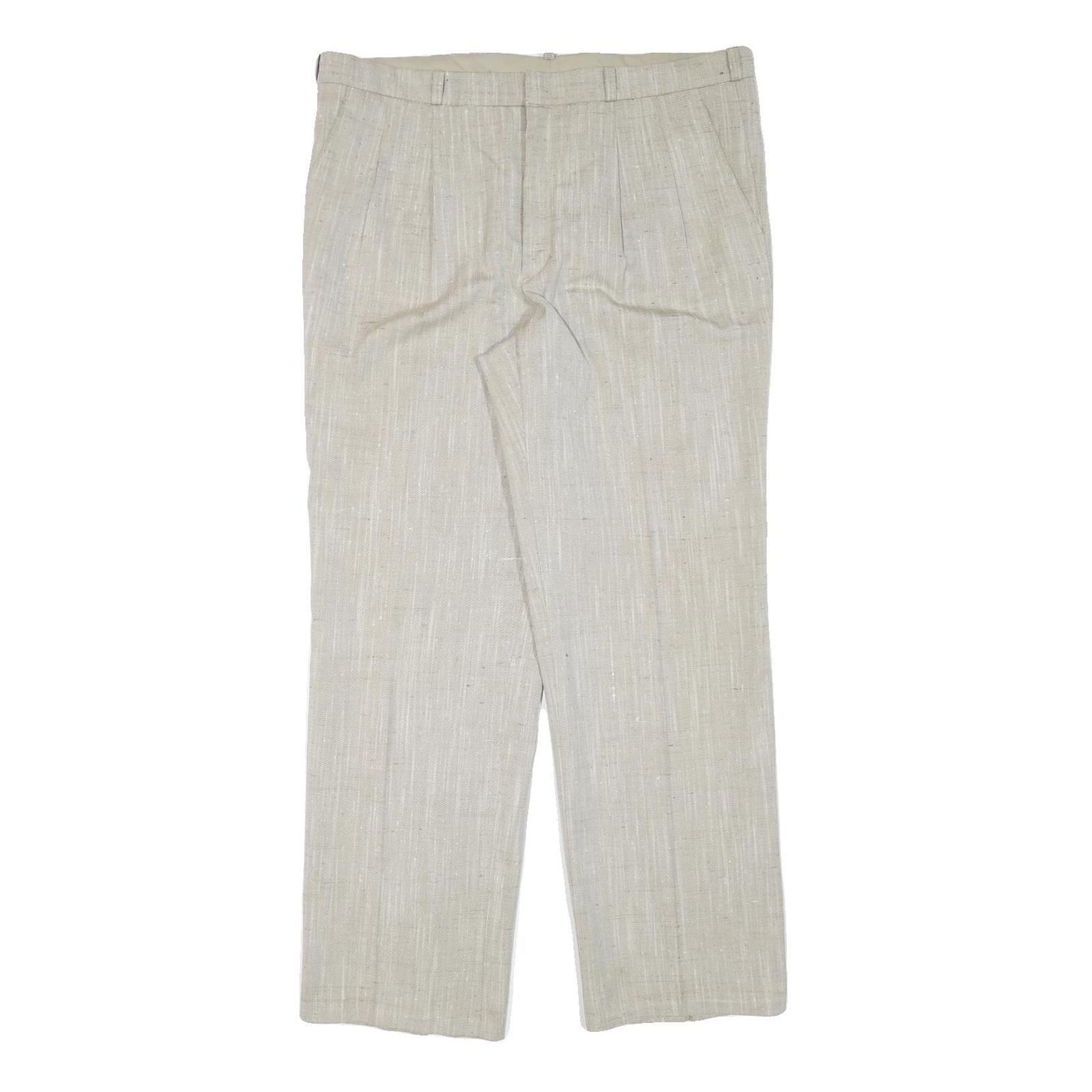 Beige Mens Cotton Blend Regular Fit Straight Leg Trousers W36 L30 Summer Casual Refurbished - N/A refurbished available on Cerqular