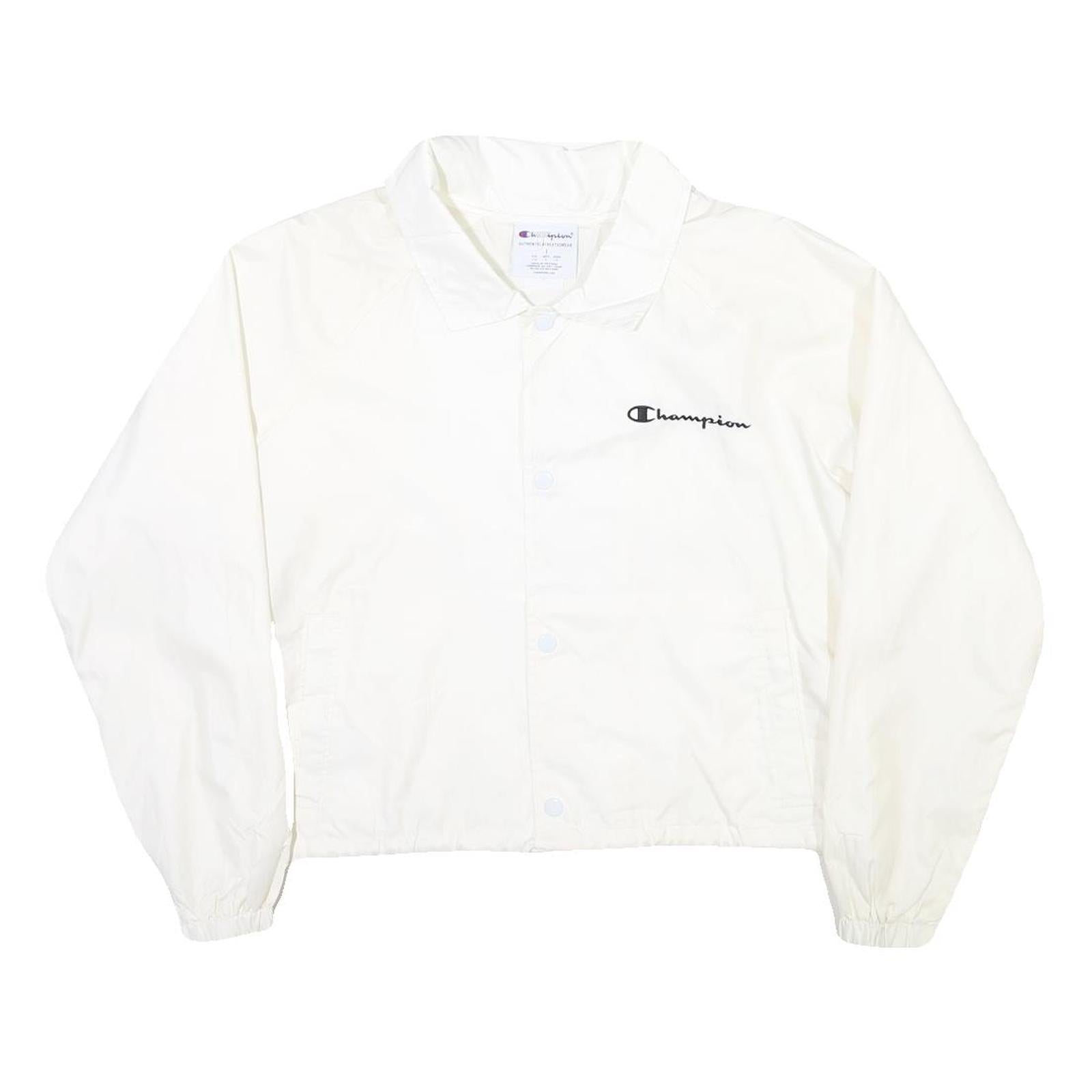CHAMPION Womens White Nylon Coach Jacket L Plain Lightweight Sportswear Refurbished - N/A refurbished available on Cerqular