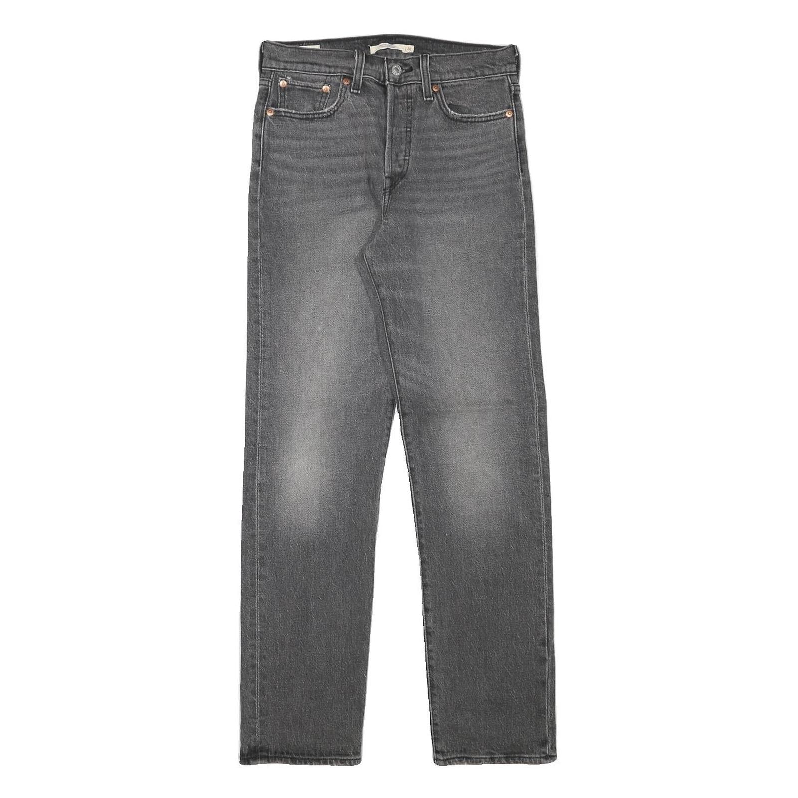 LEVI'S Womens Grey Regular Straight Denim Raw W26 L29 Zip Cotton Blend Jeans Refurbished - N/A refurbished available on Cerqular