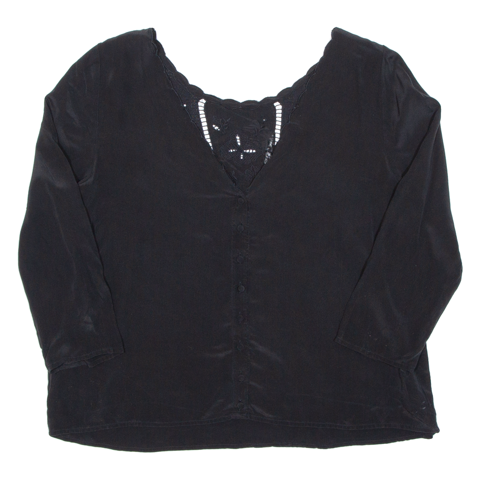 Womens Blouse Black V-Neck Long Sleeve M Refurbished - N/A refurbished available on Cerqular