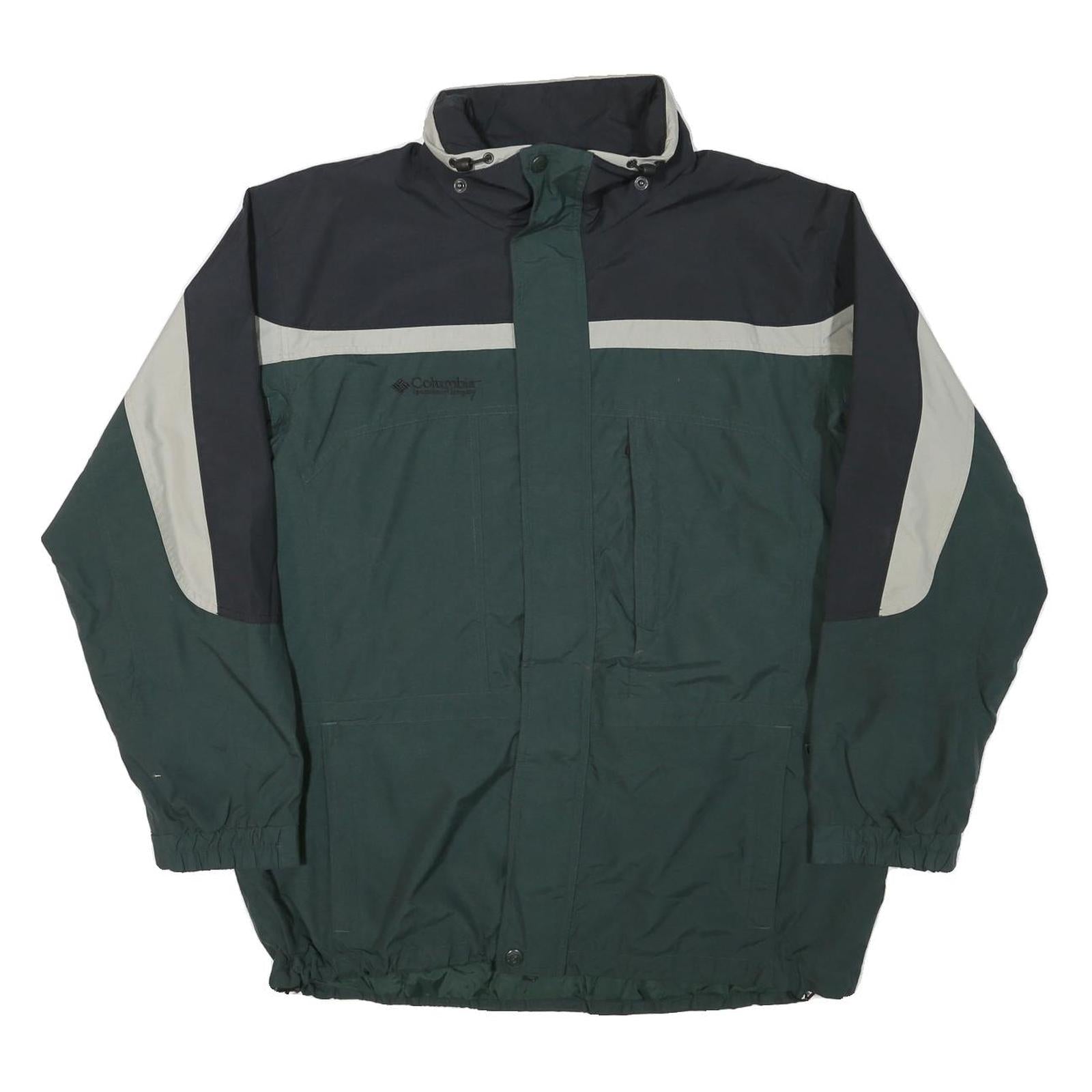 COLUMBIA Mens Green & Black Zip Jacket L Polyester Blend Colourblock Outdoor Refurbished - N/A refurbished available on Cerqular