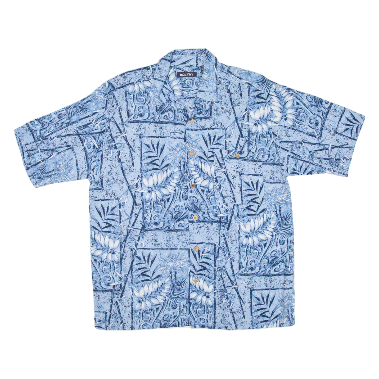 PURITAN Mens Hawaiian Shirt Blue Floral M Refurbished - N/A refurbished available on Cerqular