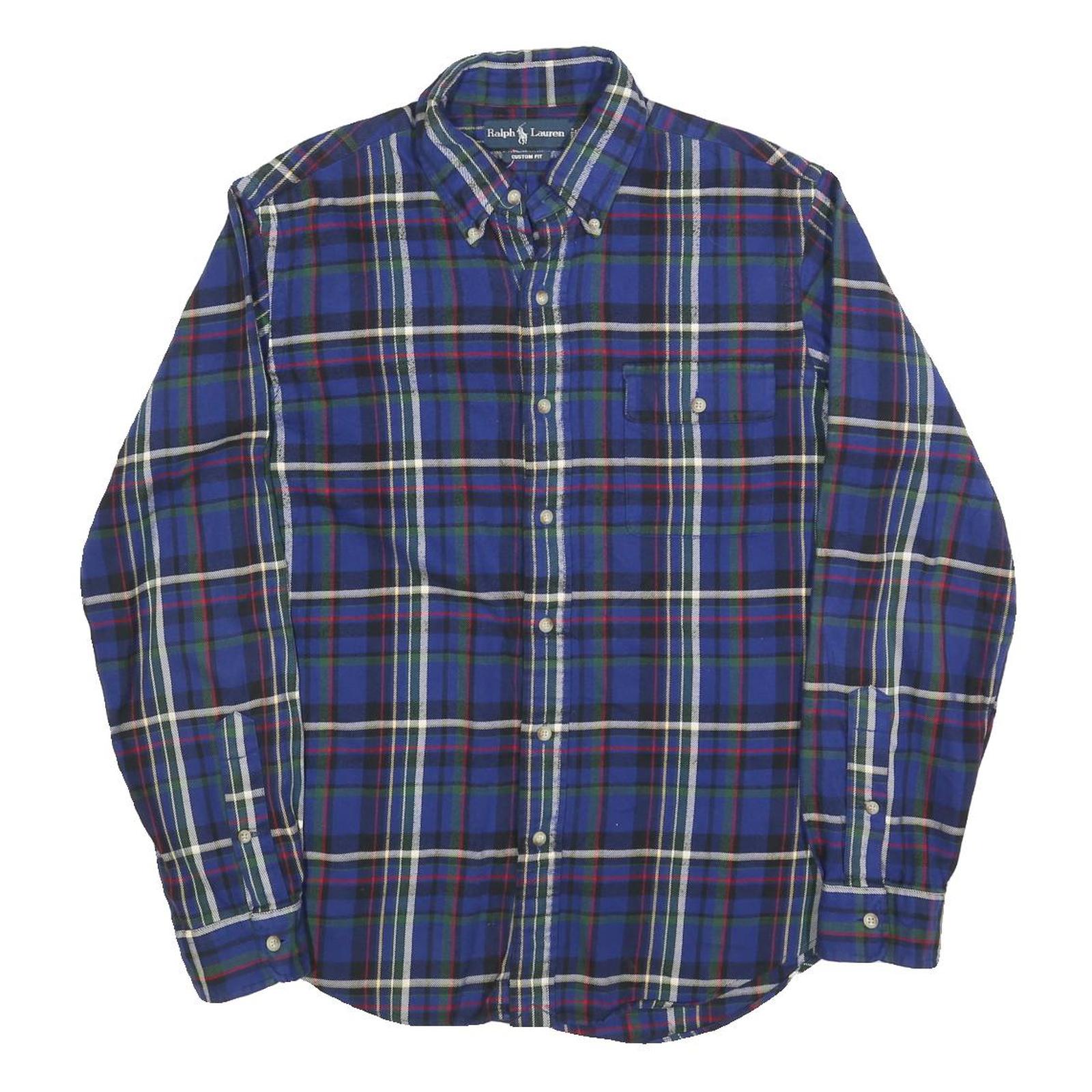 RALPH LAUREN Mens Blue Green Plaid Cotton Shirt M Button Down Casual Refurbished - N/A refurbished available on Cerqular