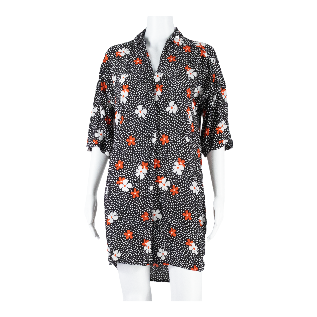 WHISTLES Oversized Womens Day Dress Black Floral Knee Length XS Refurbished - N/A refurbished available on Cerqular