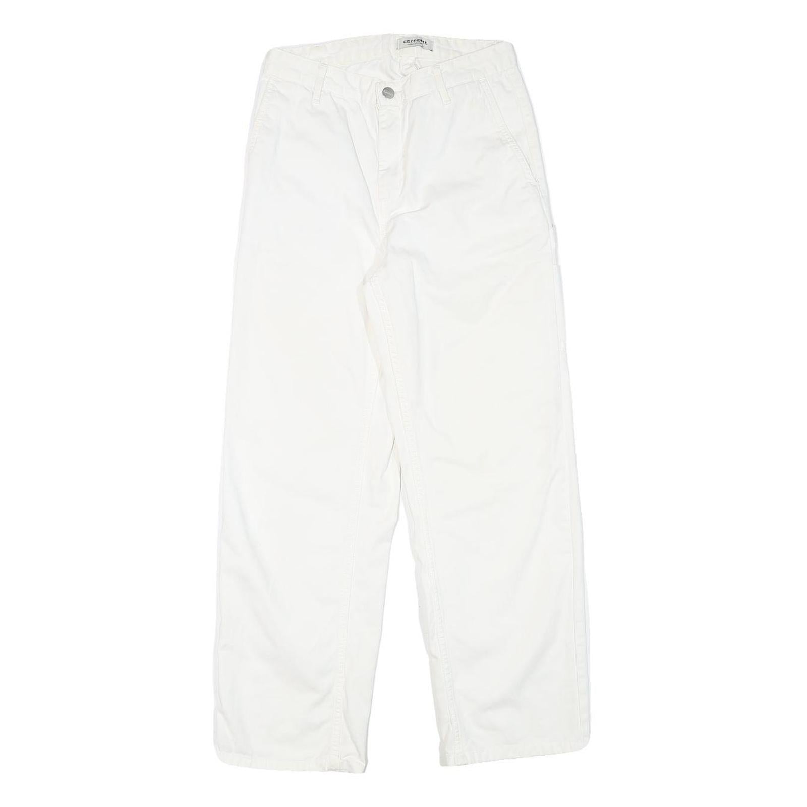 CARHARTT Womens White Relaxed Straight Cotton Blend Trousers W26 L26 Workwear Refurbished - N/A refurbished available on Cerqular
