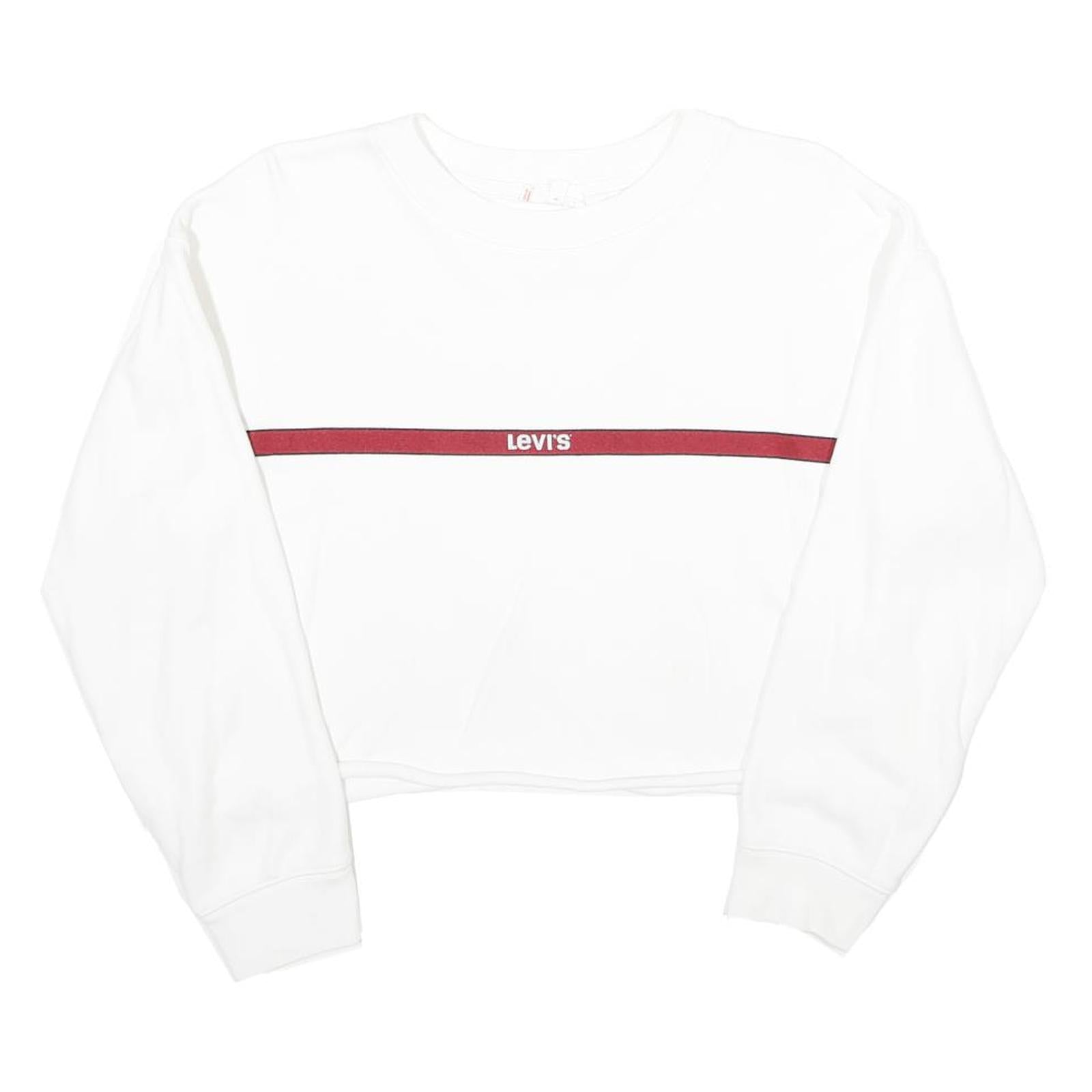 LEVI'S Womens White & Red Crew Neck XXS Cropped Cotton Sweatshirt Refurbished - N/A refurbished available on Cerqular