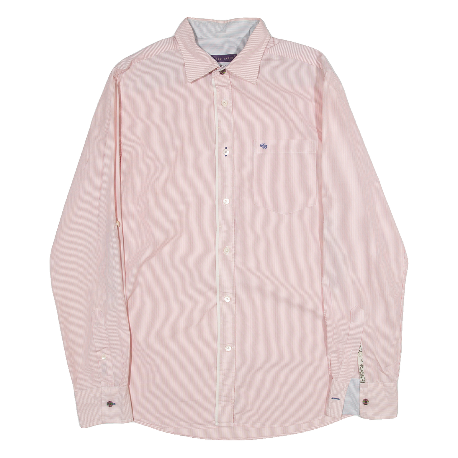 TED BAKER Mens Shirt Pink Striped Long Sleeve M Refurbished - N/A refurbished available on Cerqular