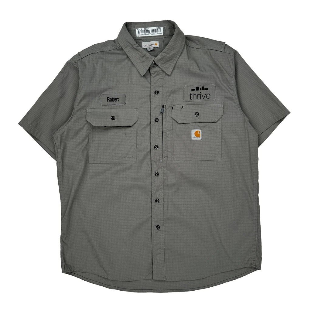 Thrive Carhartt Short Sleeve Shirt - Large Grey Cotton Blend Refurbished - Thrifted (note: this is a term often used to describe second- refurbished available on Cerqular