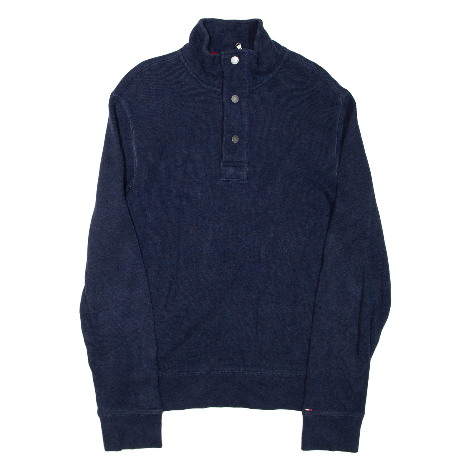 TOMMY HILFIGER Mens Jumper Blue Button Neck Tight Knit S Refurbished - N/A refurbished available on Cerqular