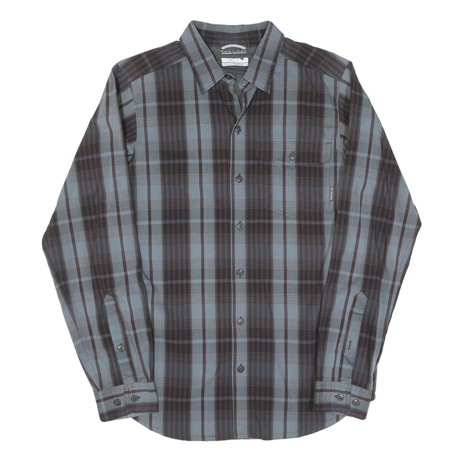 COLUMBIA Mens Blue & Brown Plaid Shirt S Outdoor Casual Button Front Cotton Refurbished - N/A refurbished available on Cerqular