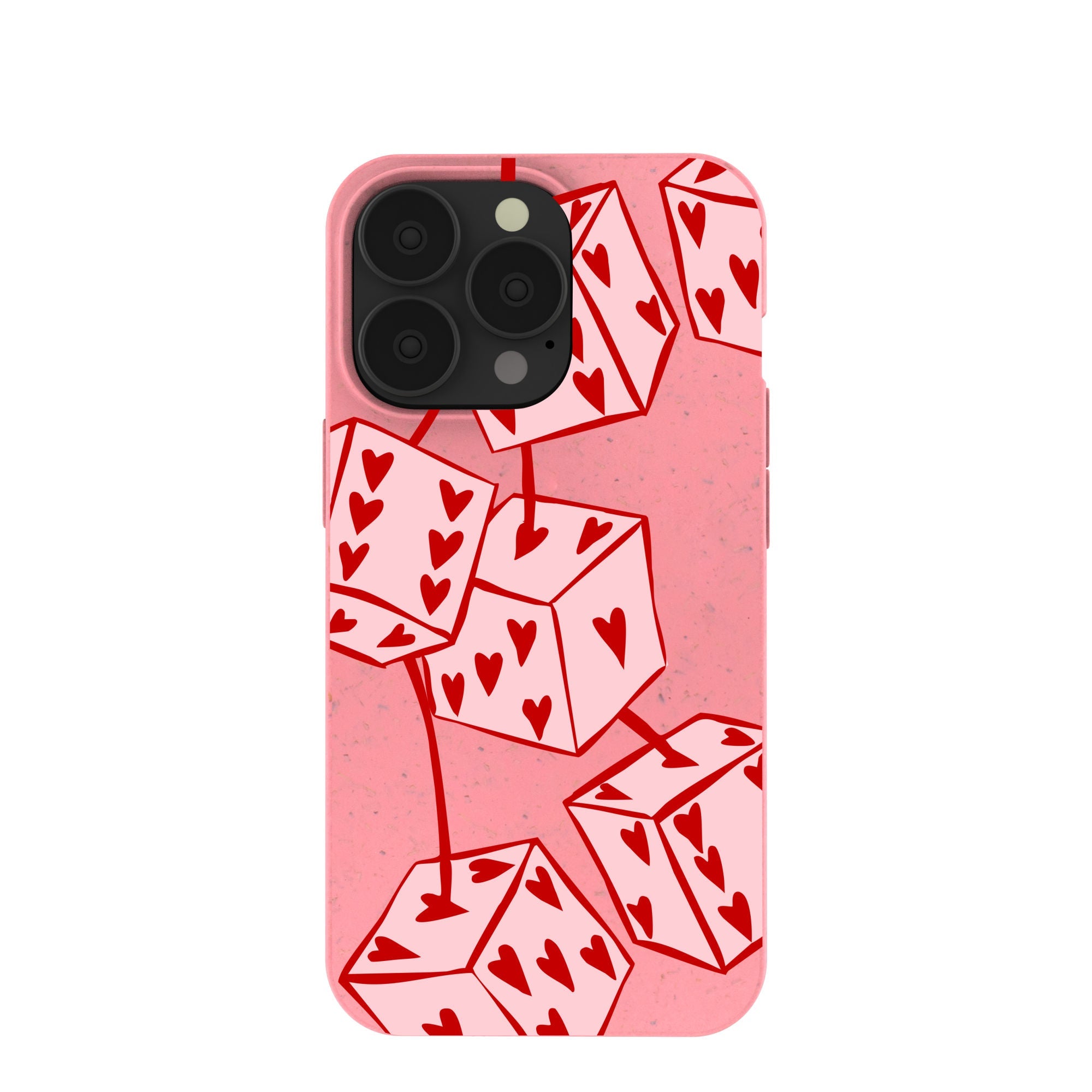Bubblegum Pink Dicey Cherries iPhone 13 Pro Case Refurbished - Pela Case refurbished available on Cerqular
