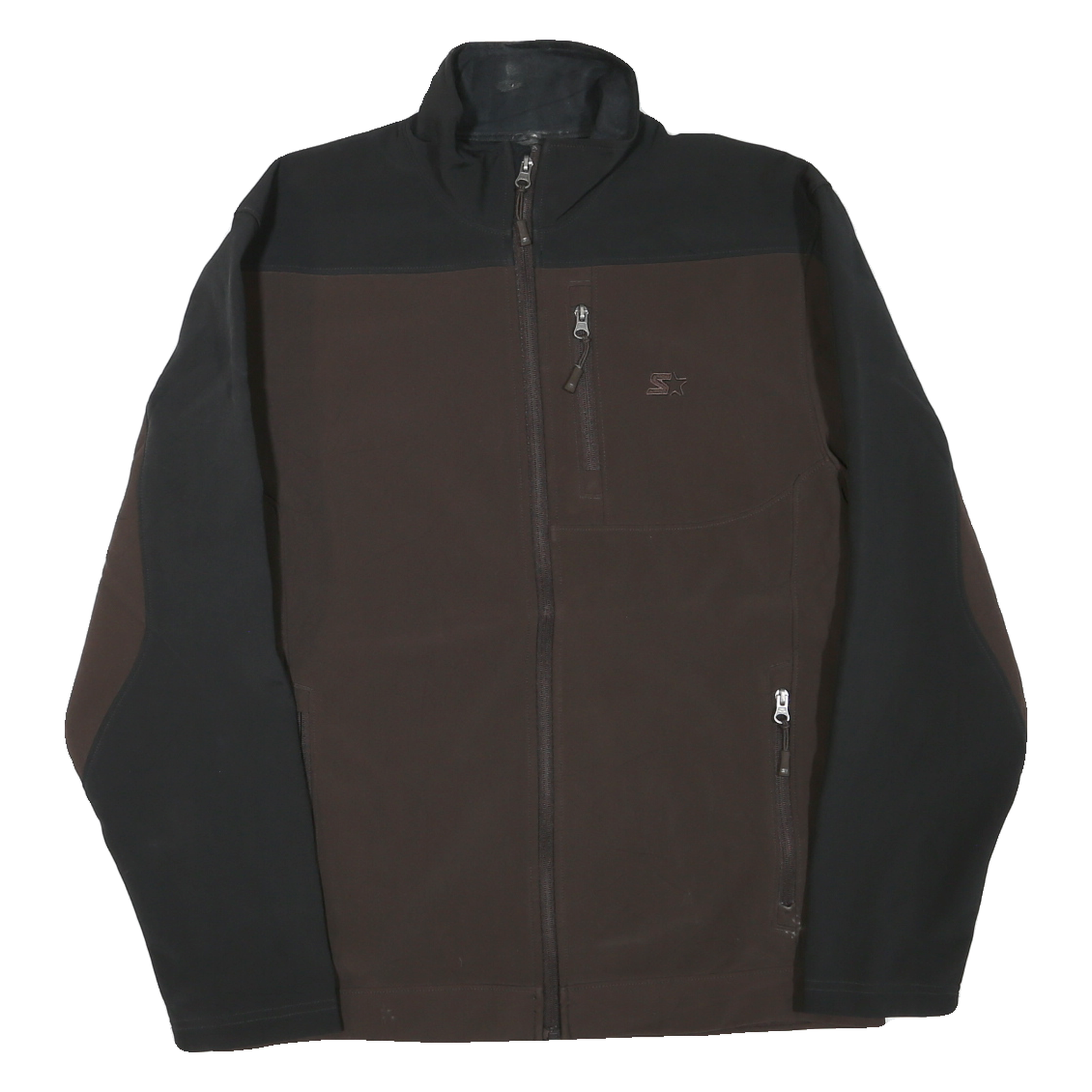 STARTER Mens Black & Brown Zip Up Classic Jacket S Polyester Blend Casual Refurbished - N/A refurbished available on Cerqular
