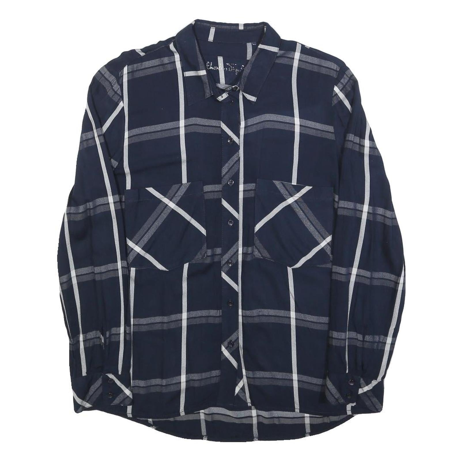 CHARLES VOGELE Womens Blue Check Shirt M Button Front Casual Long Sleeve Refurbished - N/A refurbished available on Cerqular