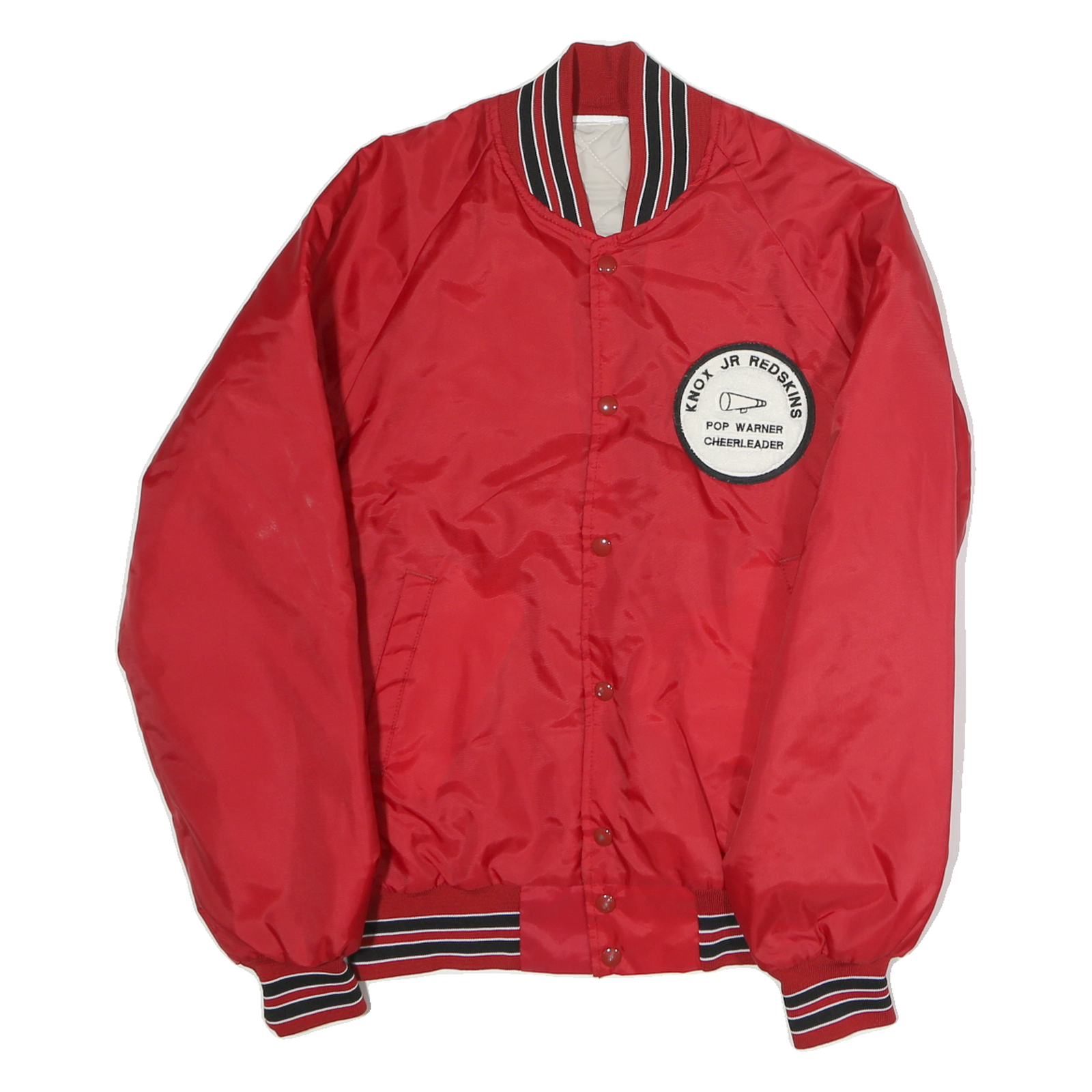 Mens Red Plain Varsity Button Jacket M Polyester Sports Casual Bomber Style Refurbished - N/A refurbished available on Cerqular