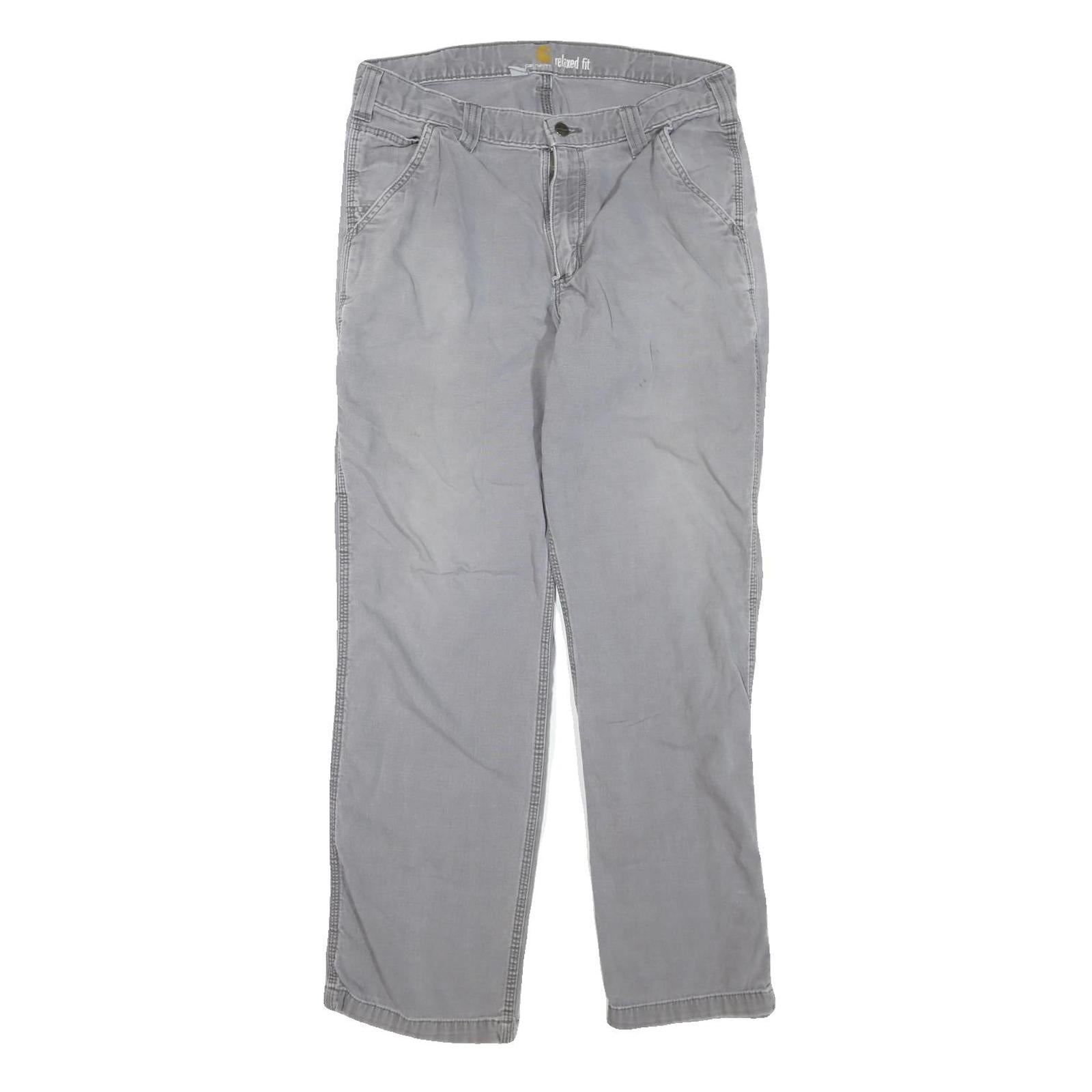 CARHARTT Mens Grey Regular Fit Straight Leg Cotton Blend Trousers W34 L32 Refurbished - N/A refurbished available on Cerqular