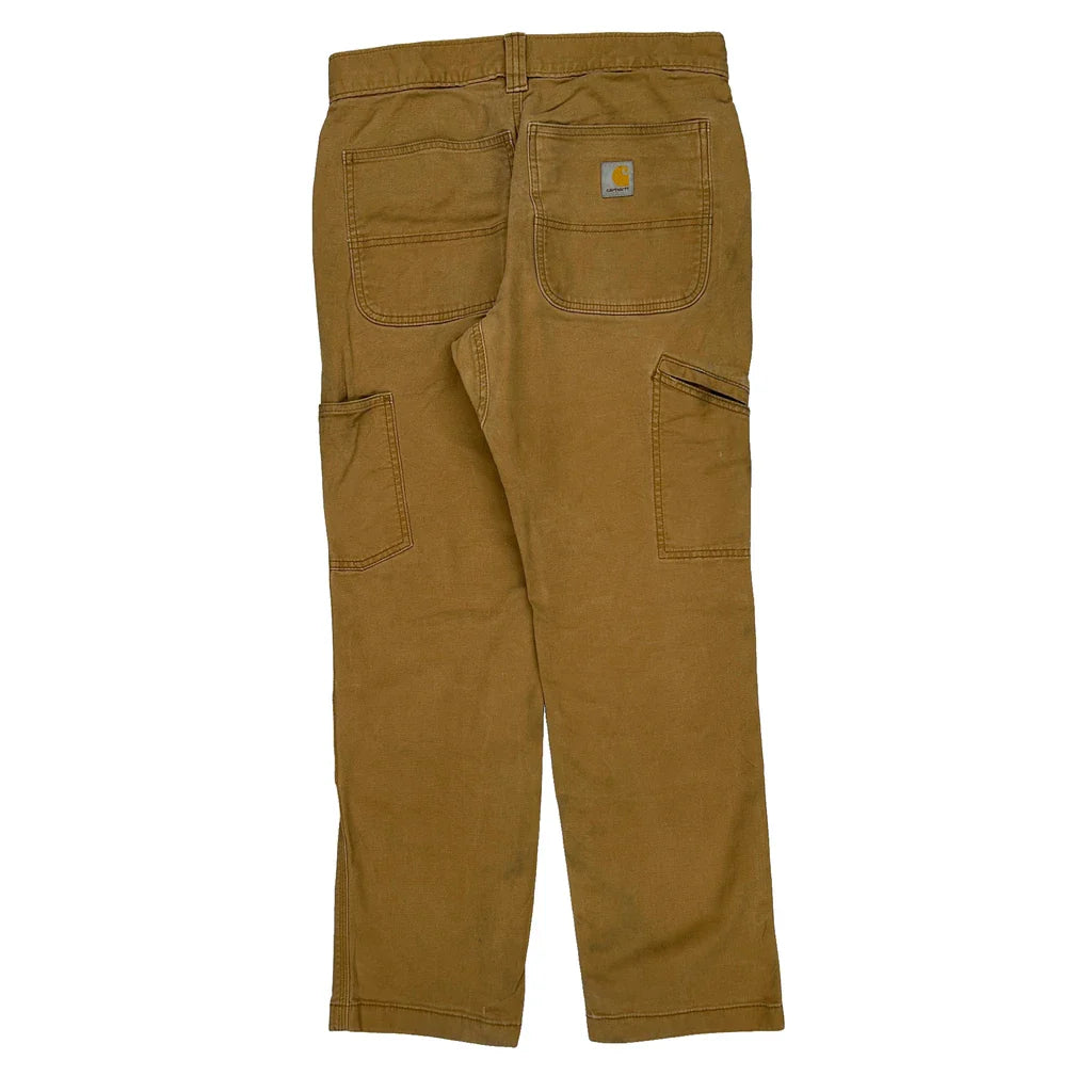 Carhartt Double Knee Carpenter Trousers - 31W 30L Brown Cotton Refurbished - Thrifted (note: this is a term often used to describe second- refurbished available on Cerqular