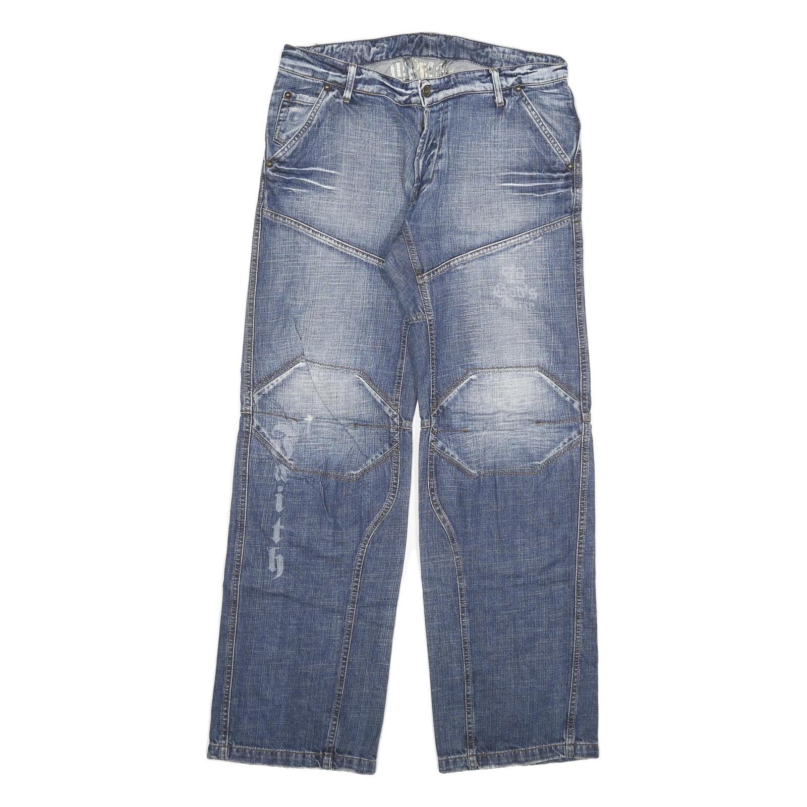 Mens Blue Regular Fit Cotton Blend Denim Jeans W34 L34 Button Closure Casual Refurbished - N/A refurbished available on Cerqular