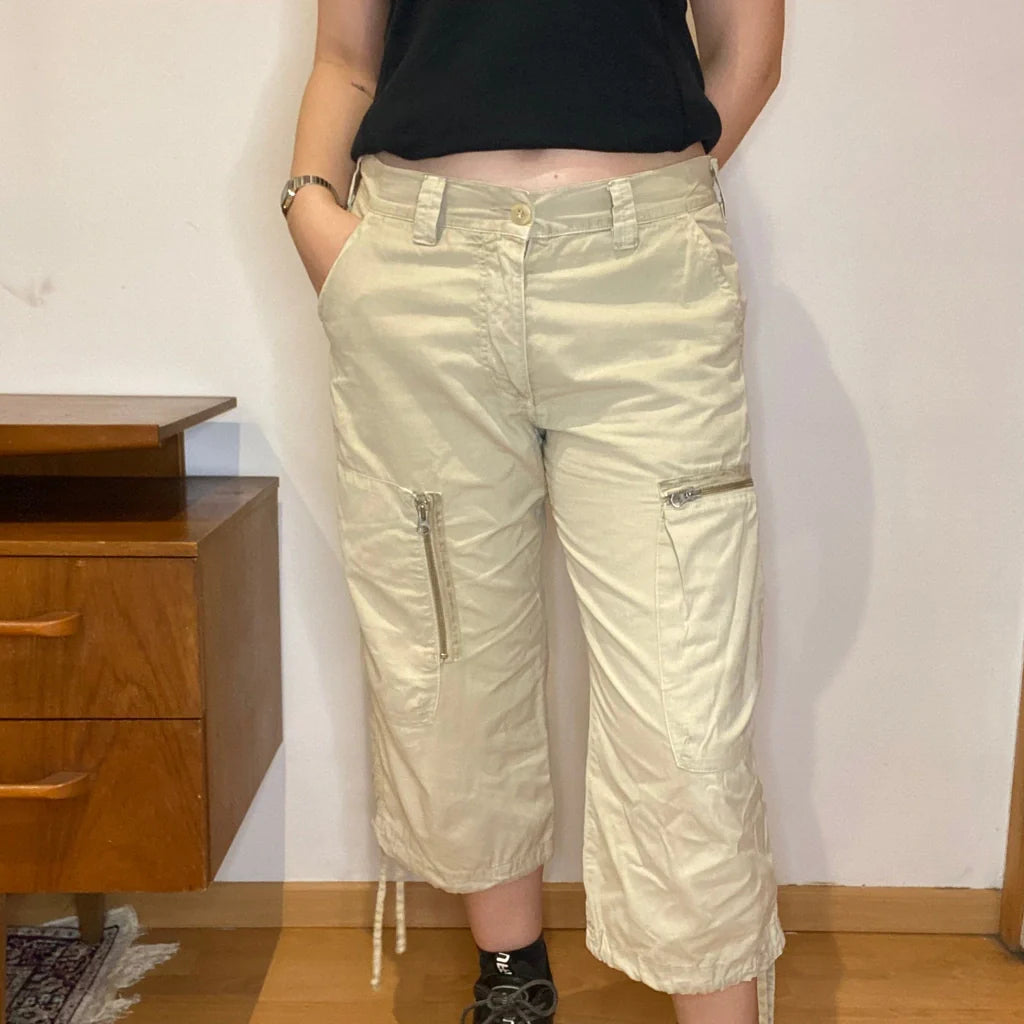 Take Two Cargo Shorts - 32W UK 12 Beige Cotton Refurbished - Thrifted (note: this is a term often used to describe second- refurbished available on Cerqular