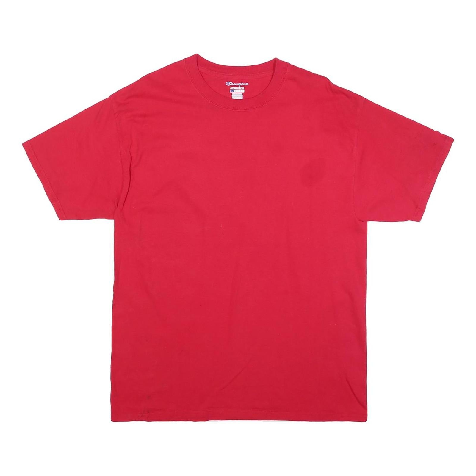 CHAMPION Mens Red Plain T-Shirt L Short Sleeve Crew Neck Classic Cotton Blend Refurbished - N/A refurbished available on Cerqular