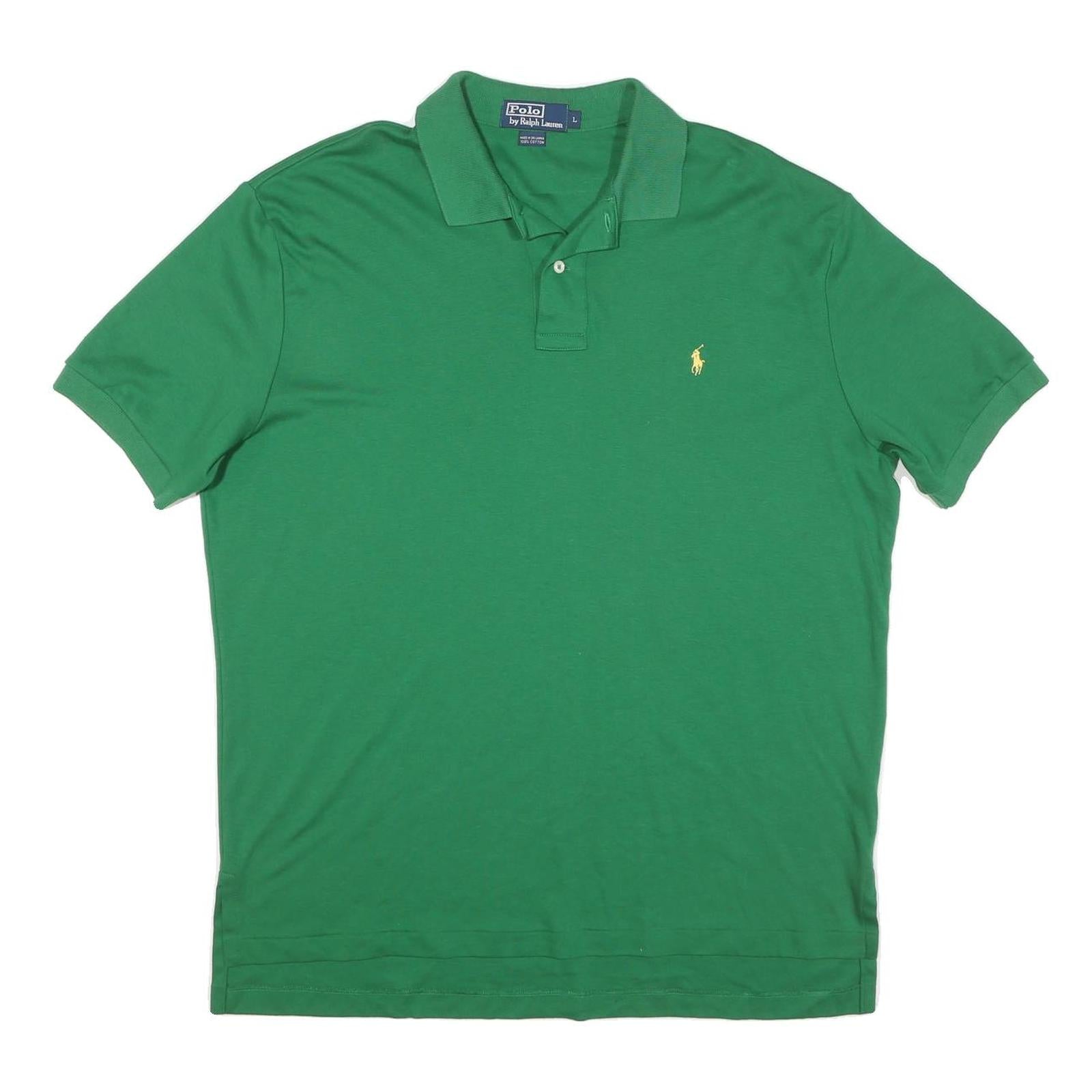 POLO RALPH LAUREN Mens Green Short Sleeve Plain L Cotton Blend Polo Shirt Refurbished - N/A refurbished available on Cerqular