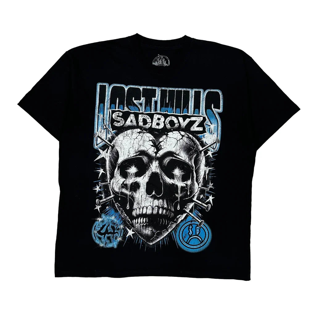 Made In USA Sad Boyz Junior H X Graphic T-Shirt - XL Black Cotton Refurbished - Thrifted (note: this is a term often used to describe second- refurbished available on Cerqular