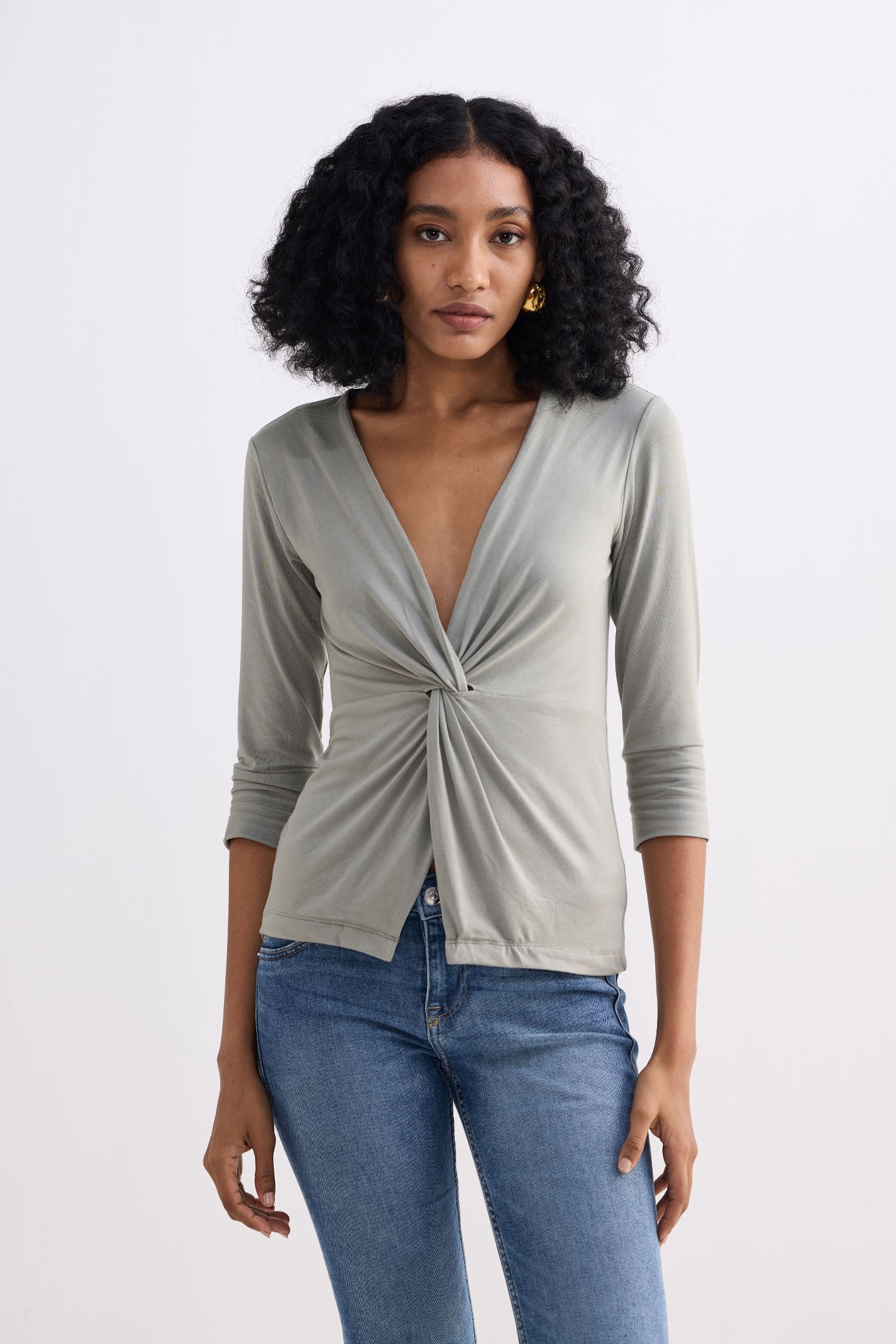 Buy Twist Front Knit Shirt in Light Olive | Color: Frost & Mist | Size: 2XL Refurbished - $102.00 Twist Front Knit Shirt in Light Olive | Color: Frost & Mist | Size: 2XL Refurbished - Resistor (Note: This is a generic term for an electronic component, refurbished available on Cerqular