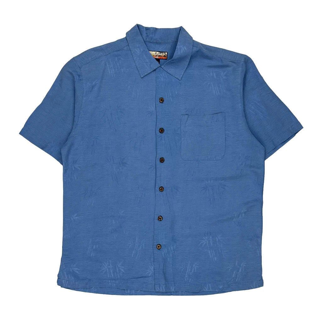 Havana Jack''S Cafe Hawaiian Shirt - Large Blue Silk Refurbished - Thrifted (note: this is a term often used to describe second- refurbished available on Cerqular