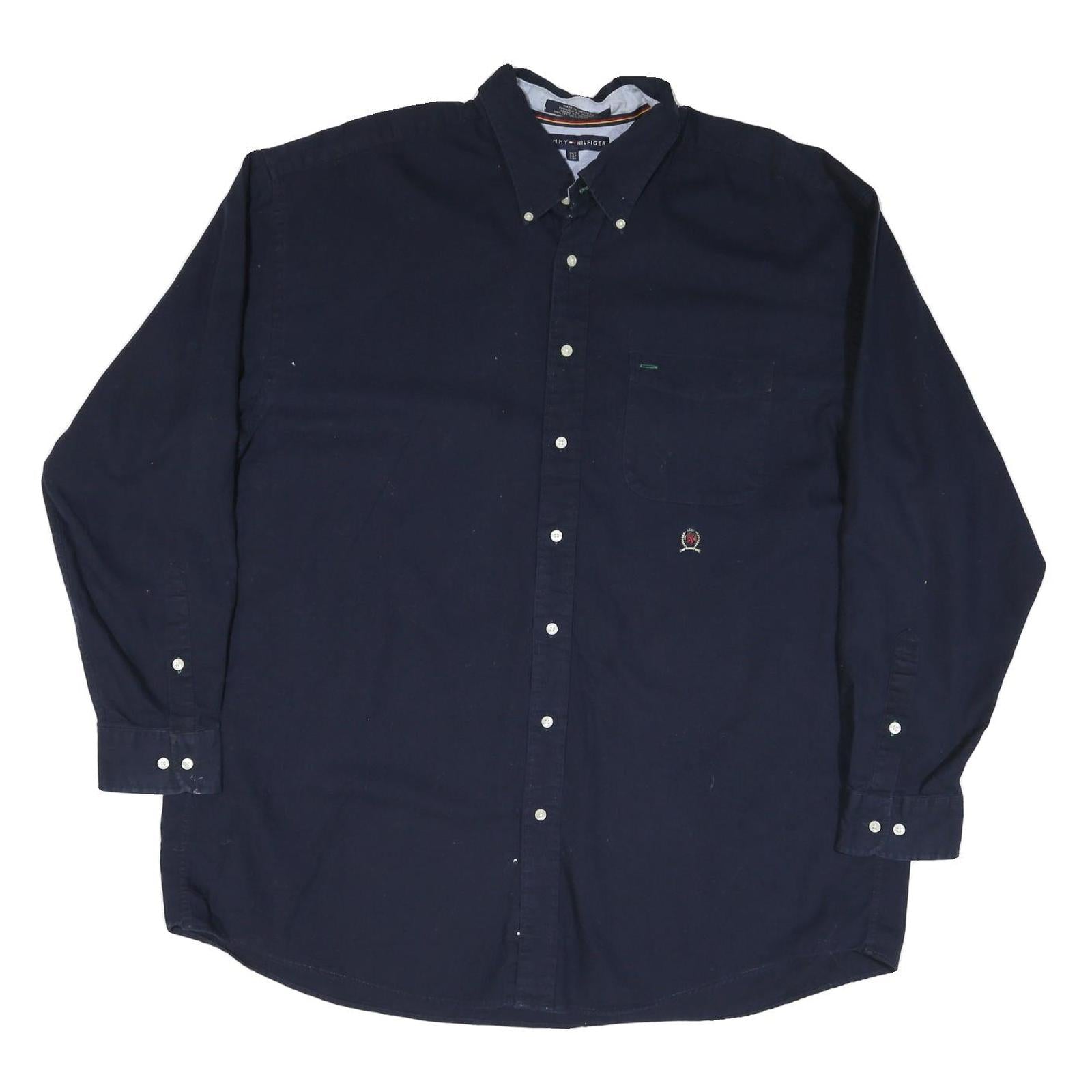TOMMY HILFIGER Mens Blue Button Down Shirt 2XL Classic Cotton Blend Long Sleeve Refurbished - N/A refurbished available on Cerqular
