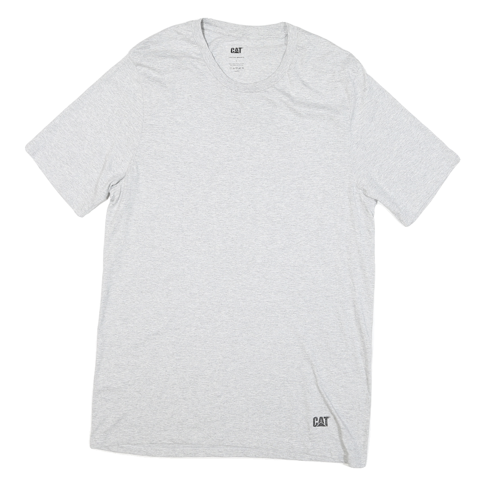 CAT Mens Grey Plain T-Shirt L Short Sleeve Crew Neck Cotton Blend Casual Refurbished - N/A refurbished available on Cerqular