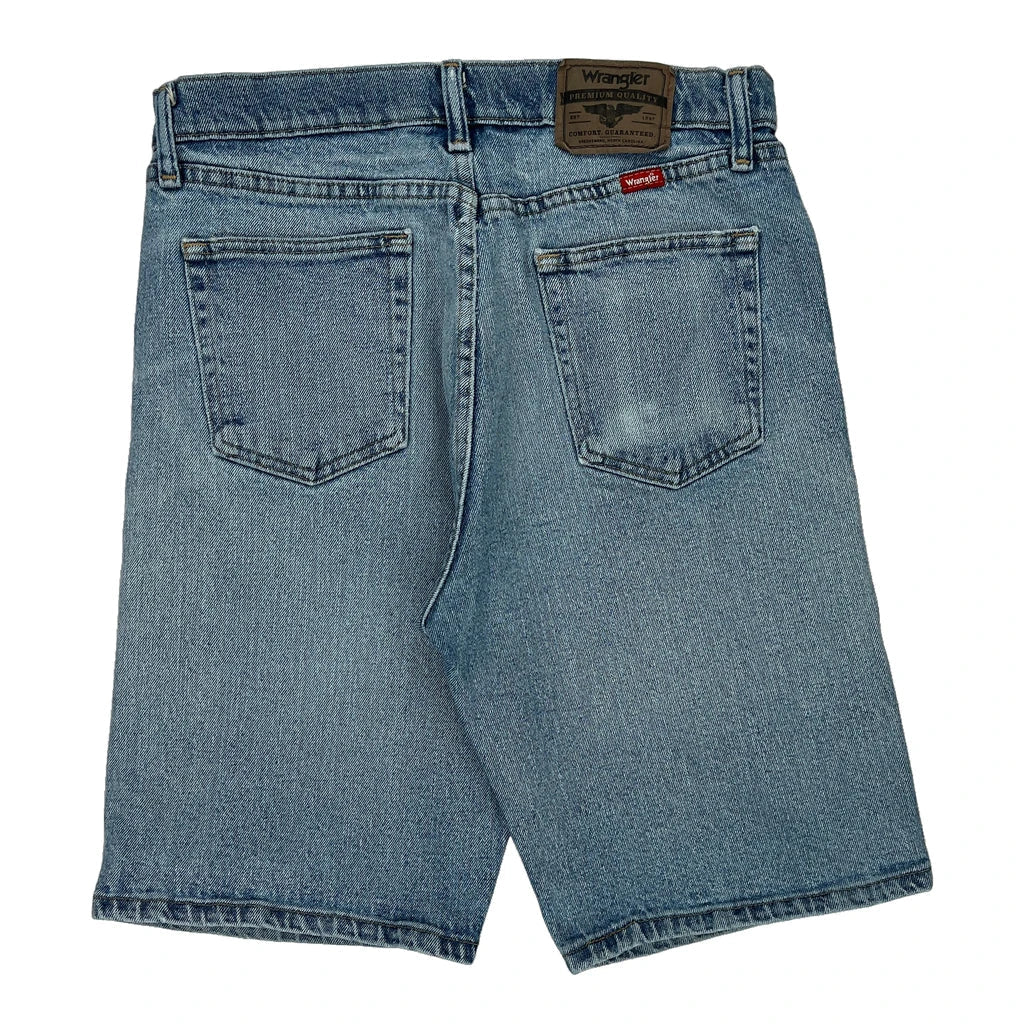 Wrangler Denim Shorts - 30W 10L Light Wash Denim Refurbished - Thrifted (note: this is a term often used to describe second- refurbished available on Cerqular