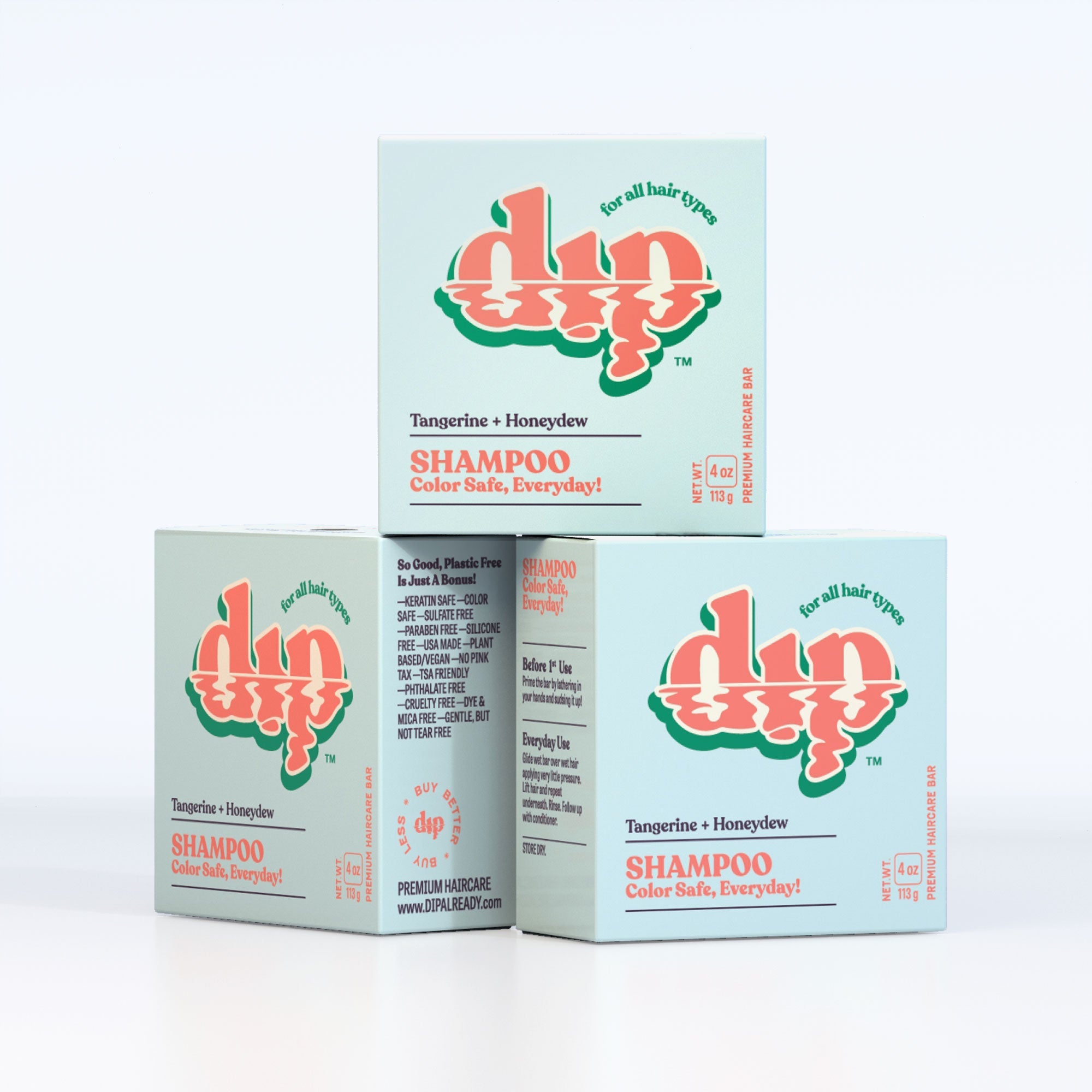 Dip Shampoo Triplet: Tangerine & Honeydew - Full Size Refurbished - Dip Sustainable Hair Care refurbished available on Cerqular