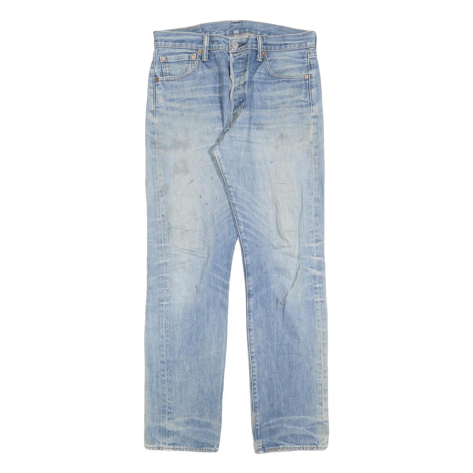LEVI'S 501 Mens Jeans Blue Regular Straight Denim Light W34 L30 Classic Button Refurbished - N/A refurbished available on Cerqular