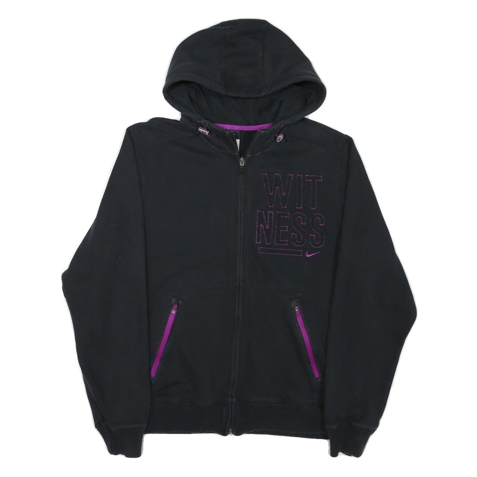 NIKE Womens Black Hoodie M Cotton Blend Full Zip Fitness Casual Sweatshirt Refurbished - N/A refurbished available on Cerqular