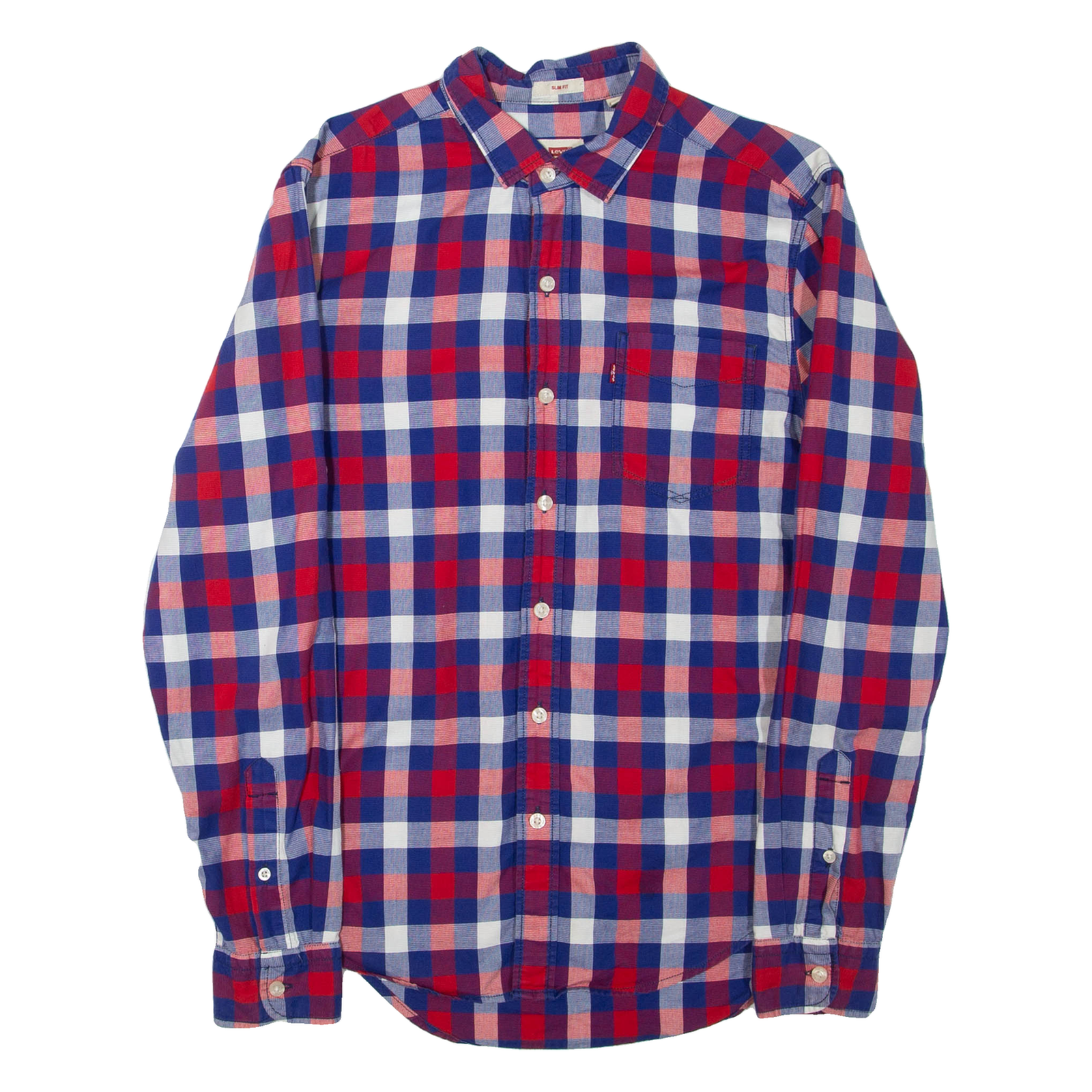 LEVI'S Slim Fit Mens Shirt Blue Check Long Sleeve S Refurbished - N/A refurbished available on Cerqular