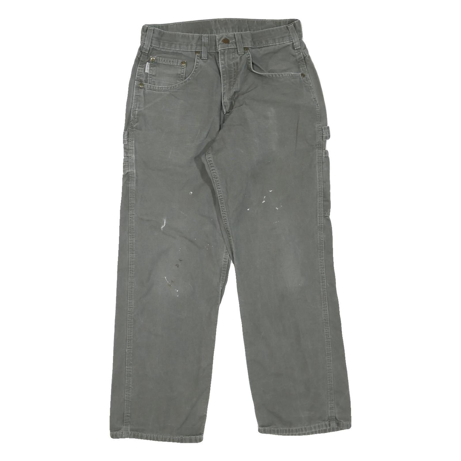 CARHARTT Mens Cotton Blend Grey Regular Straight Trousers W32 L30 Workwear Refurbished - N/A refurbished available on Cerqular