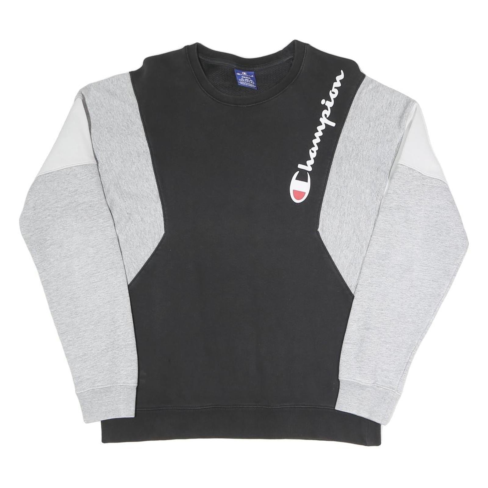 CHAMPION Mens Black & Grey Crew Neck S Cotton Blend Sweatshirt Logo Script Refurbished - N/A refurbished available on Cerqular