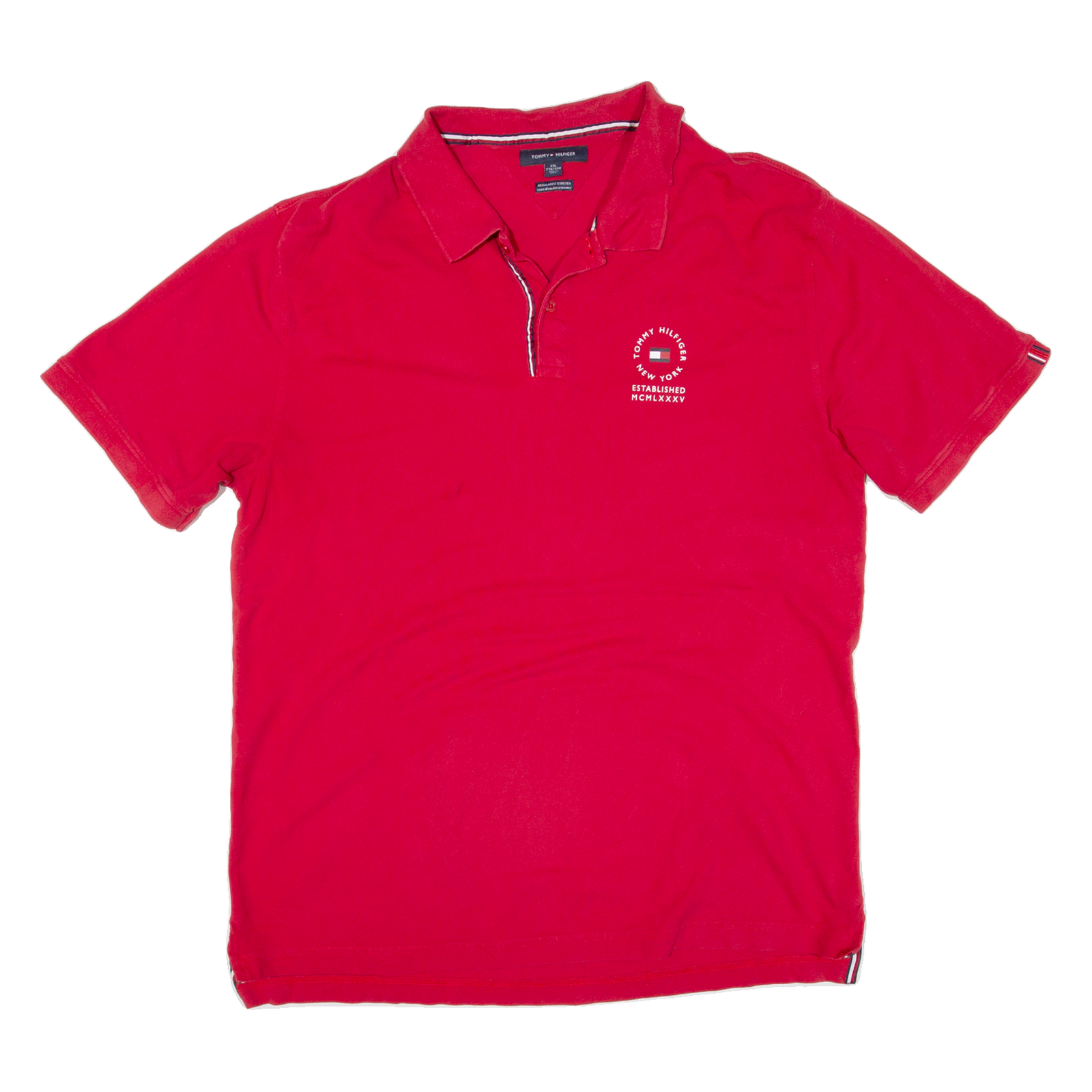 TOMMY HILFIGER Mens Polo Shirt Red 2XL Refurbished - N/A refurbished available on Cerqular