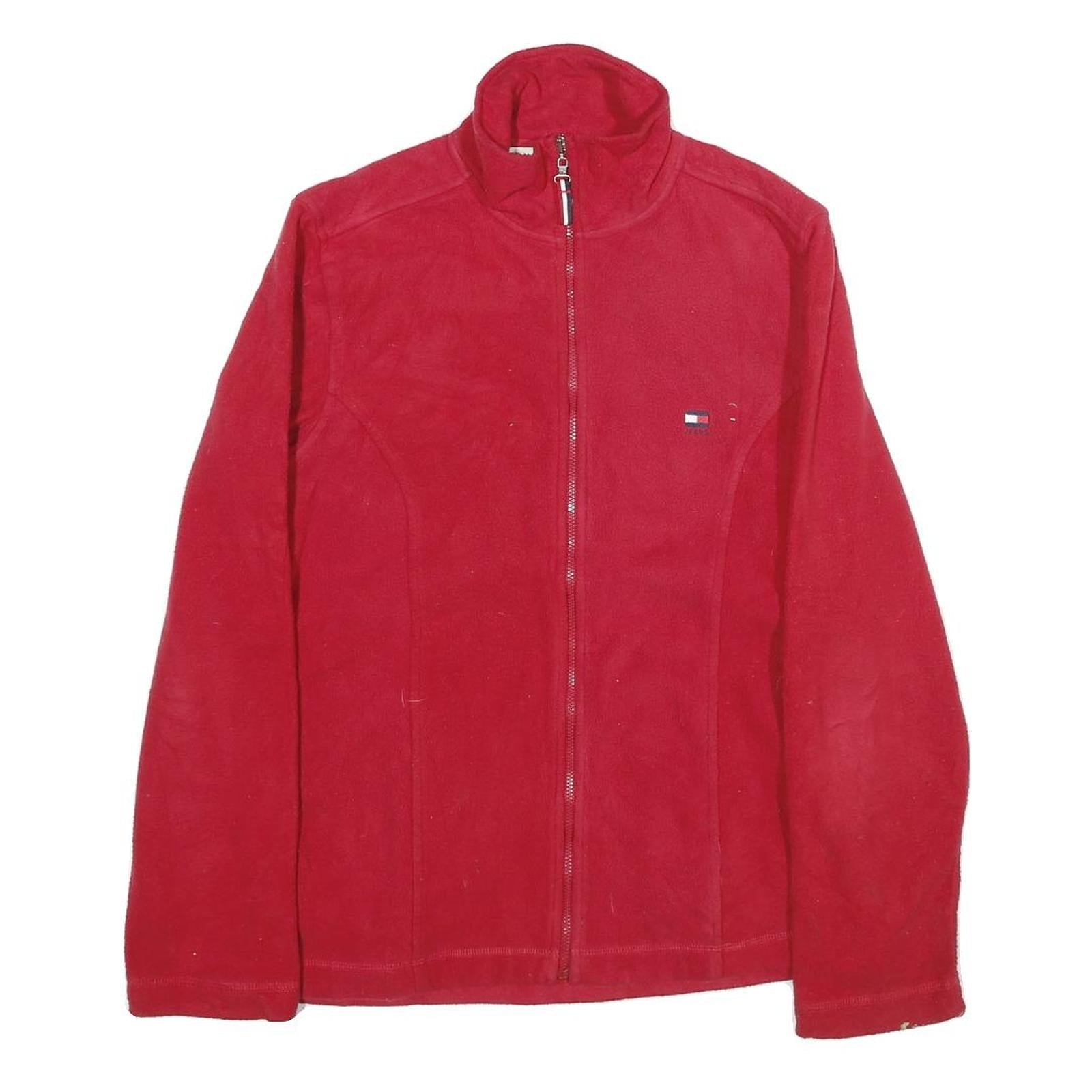 TOMMY JEANS Womens Red Zip Jacket M Polyester Plain Casual Lightweight Refurbished - N/A refurbished available on Cerqular