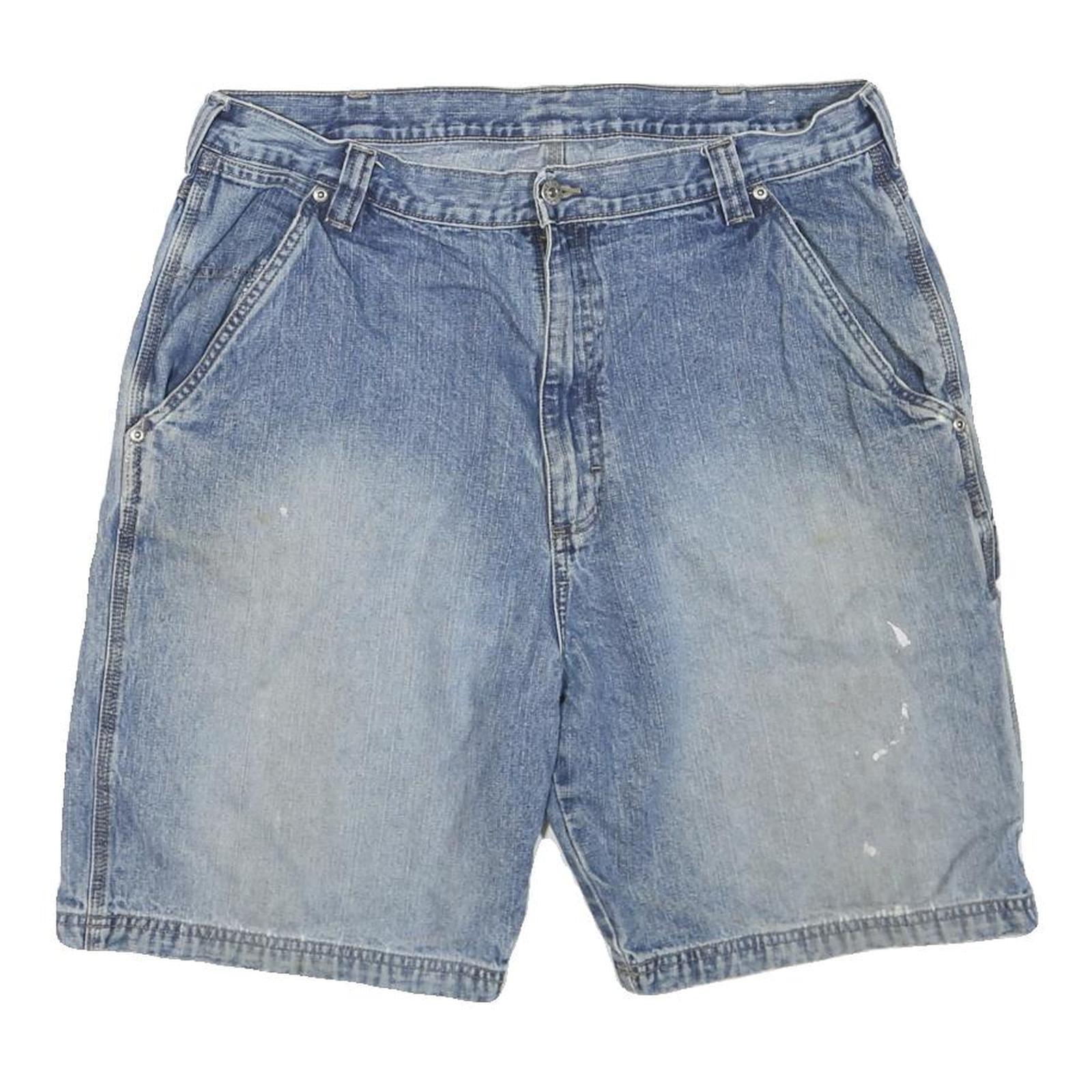 WRANGLER Mens Workwear Blue Denim Shorts L W36 Loose Fit Cotton Blend Button Refurbished - N/A refurbished available on Cerqular